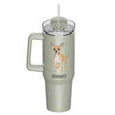 Tumbler with Handle & Straw Chihuahua