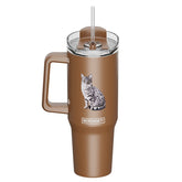 Tumbler with Handle & Straw Cat Silver Tabby