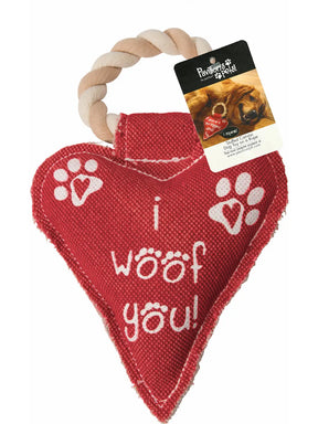 Pavilion - "I Woof You" Heart Shaped Sturdy Canvas Dog Toy