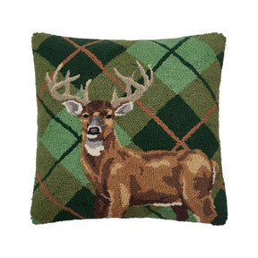 Peking Handicraft - Pillow Deer Plaid Hook
