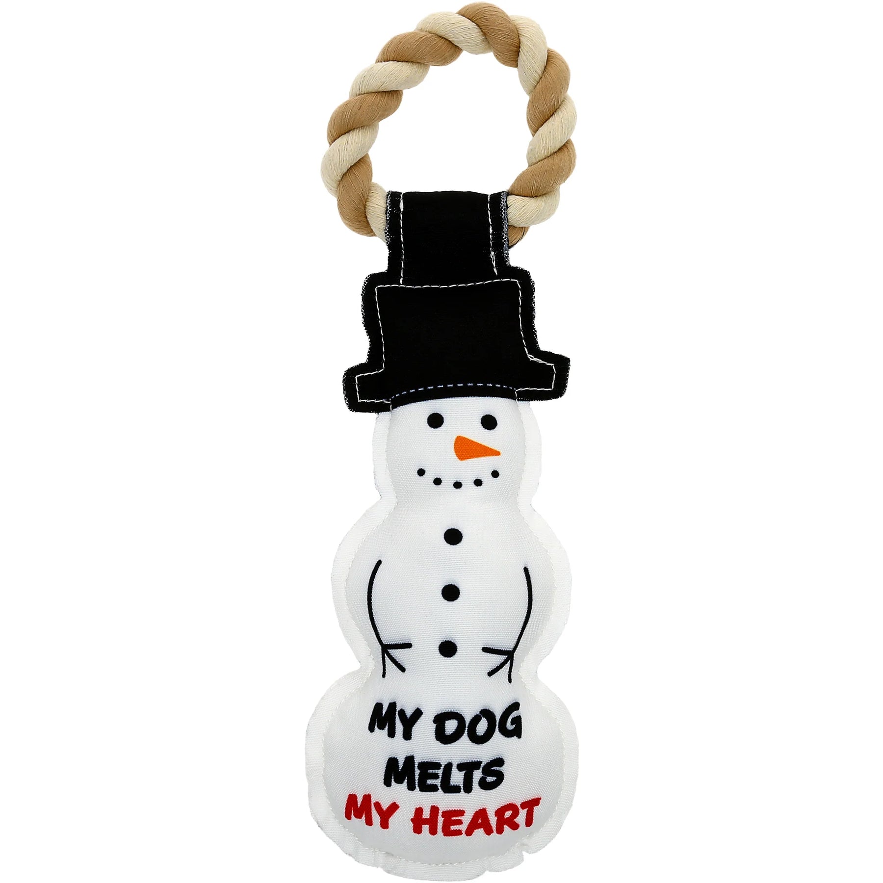 Pavilion - Canvas Dog Toy On Rope "My Dog Melts My Heart"