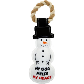 Pavilion - Canvas Dog Toy On Rope "My Dog Melts My Heart"