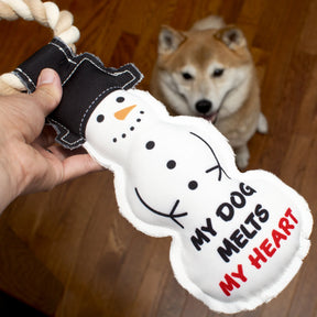 Pavilion - Canvas Dog Toy On Rope "My Dog Melts My Heart"