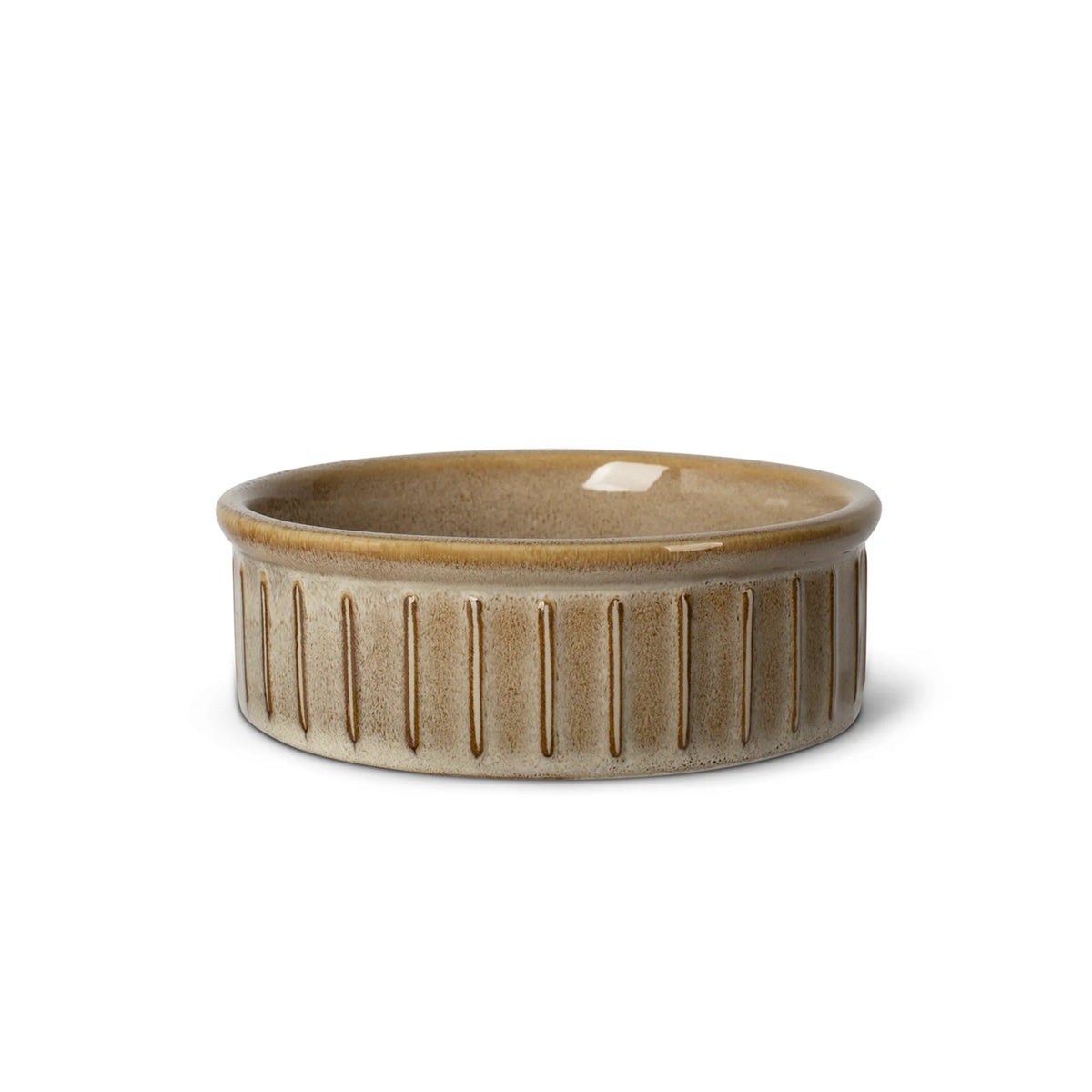 Petshop by Fringe Studio - Pet Bowl Vert Stripe Buff Stoneware