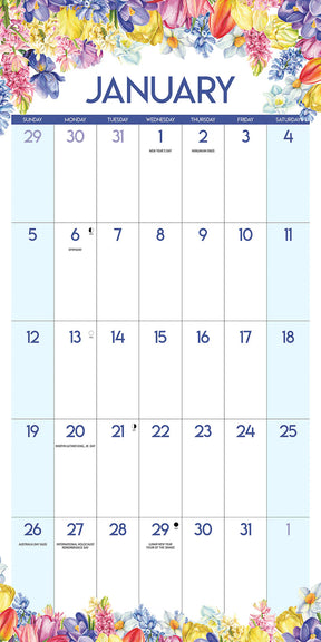 2025 Blooms Large Grid Calendar