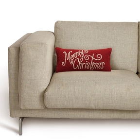 Pillow Merry Christmas Hook Red with White Cursive