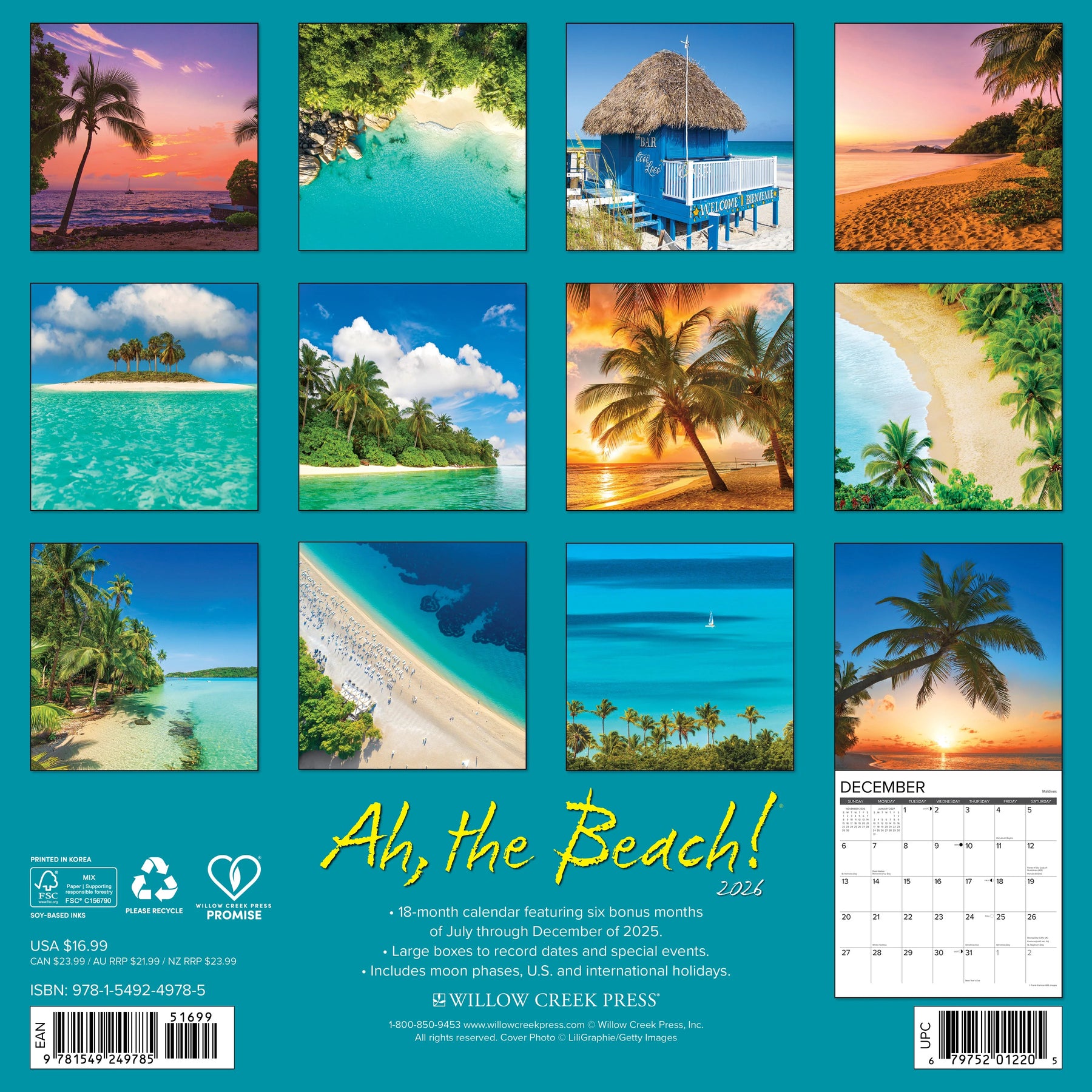 Willow Creek Press - 2026 Ah, The Beach! Calendar