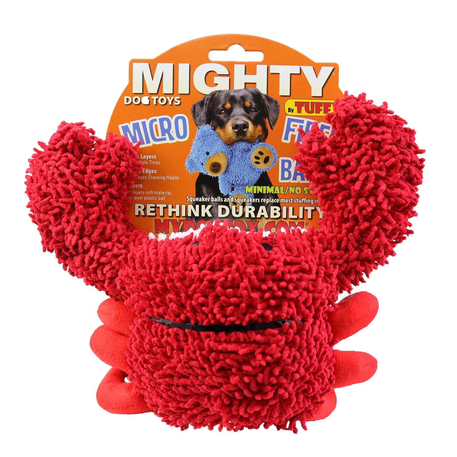 Tuffy Dog Toys - Mighty Microfiber Ball Crab Squeaky Toy