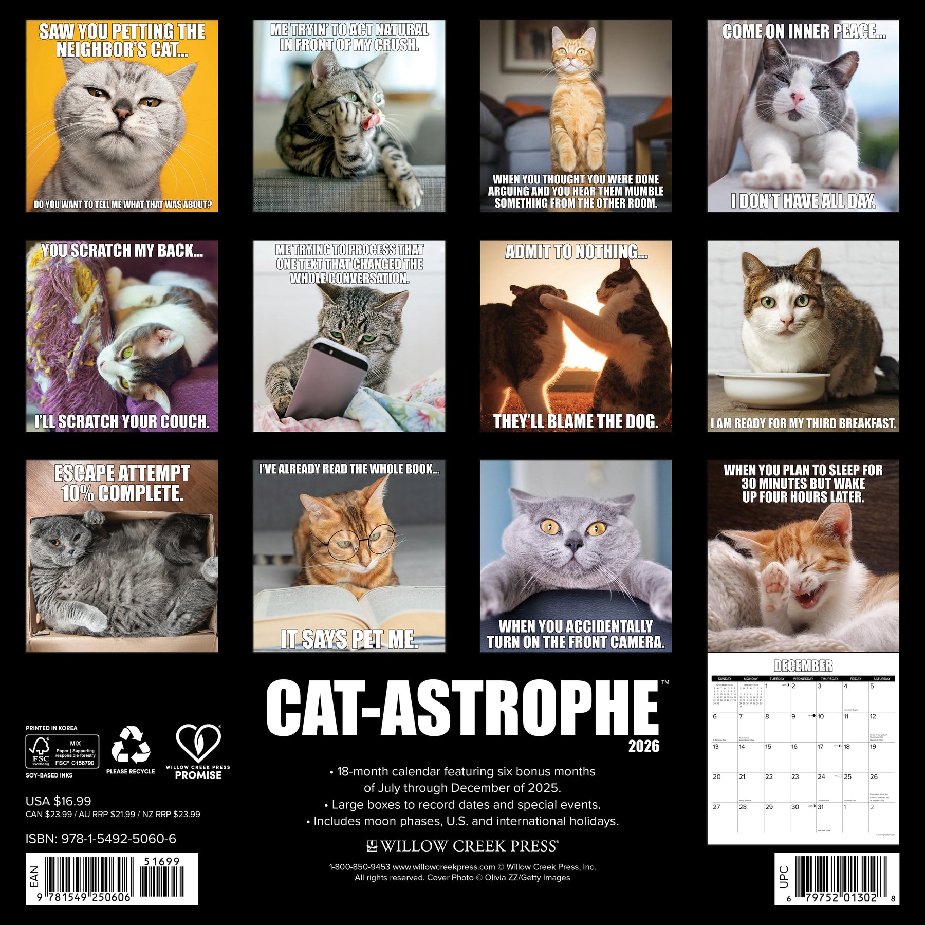 Willow Creek Press - 2026 Cat-astrophe Calendar