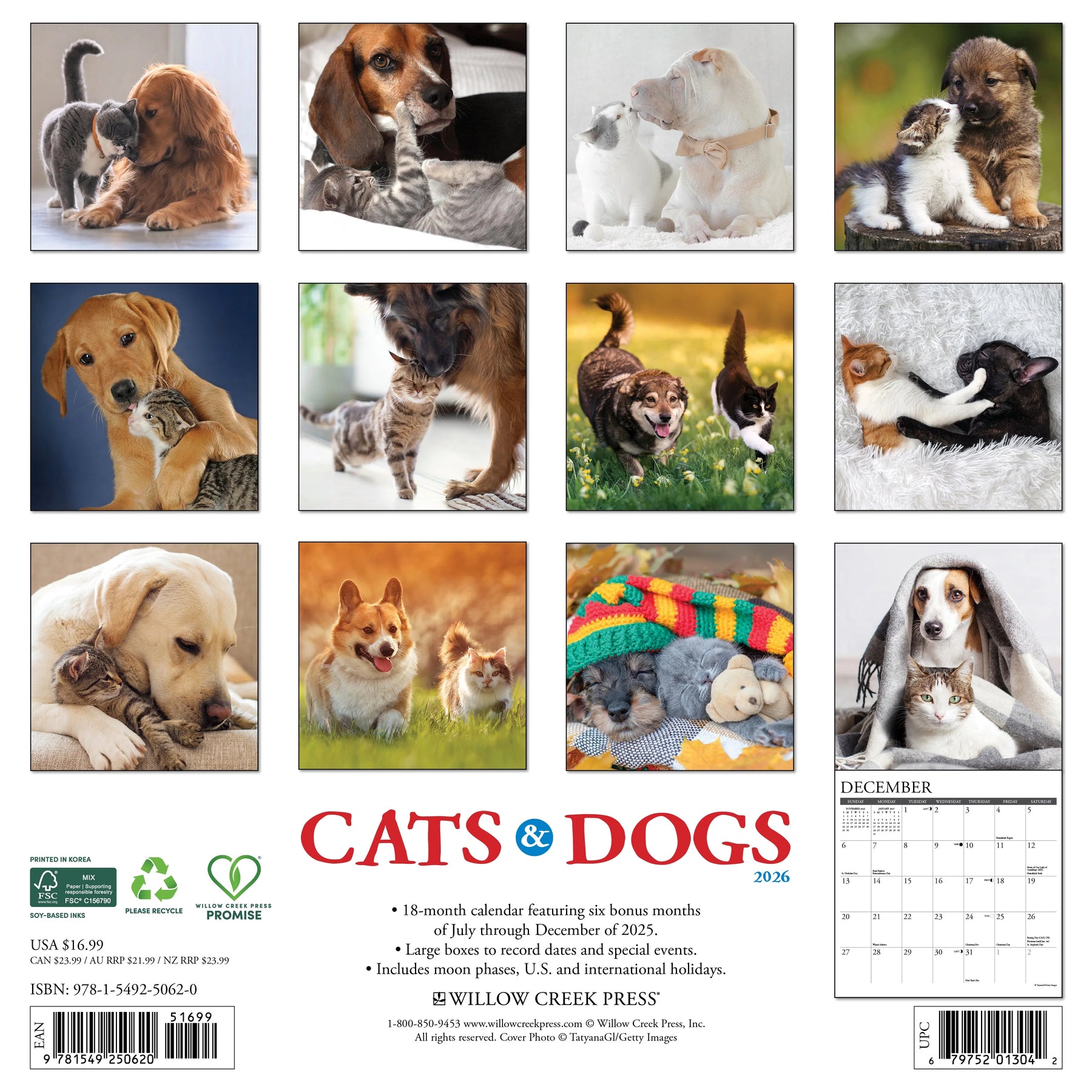 Willow Creek Press - 2026 Cats & Dogs Calendar