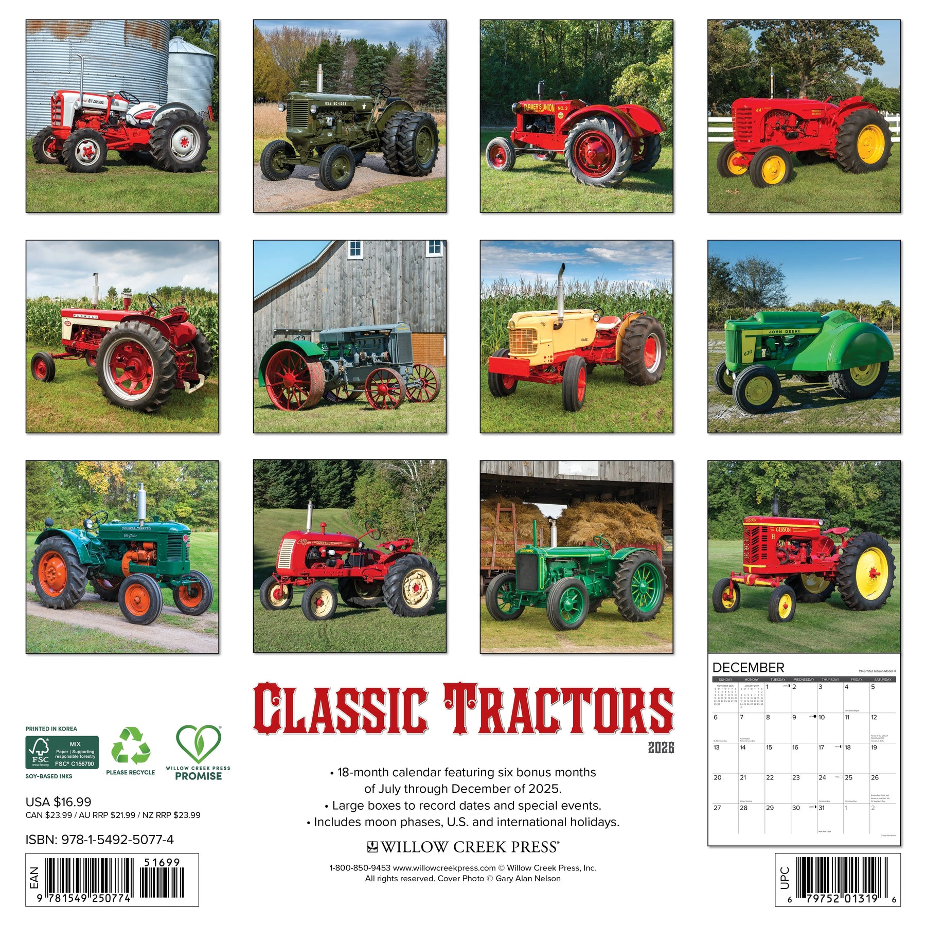 Willow Creek Press - 2026 Classic Tractors Calendar