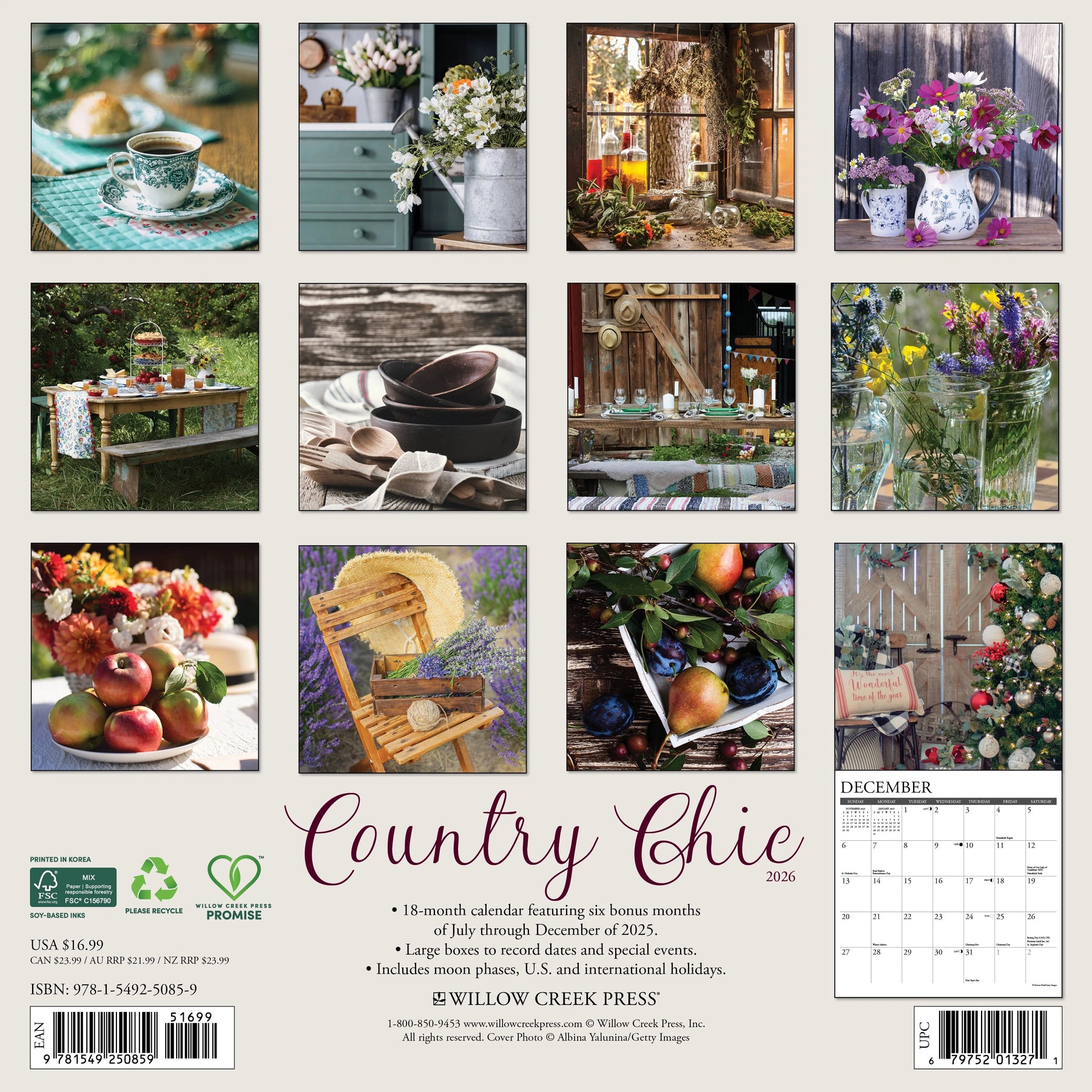 Willow Creek Press - 2026 Country Chic Calendar