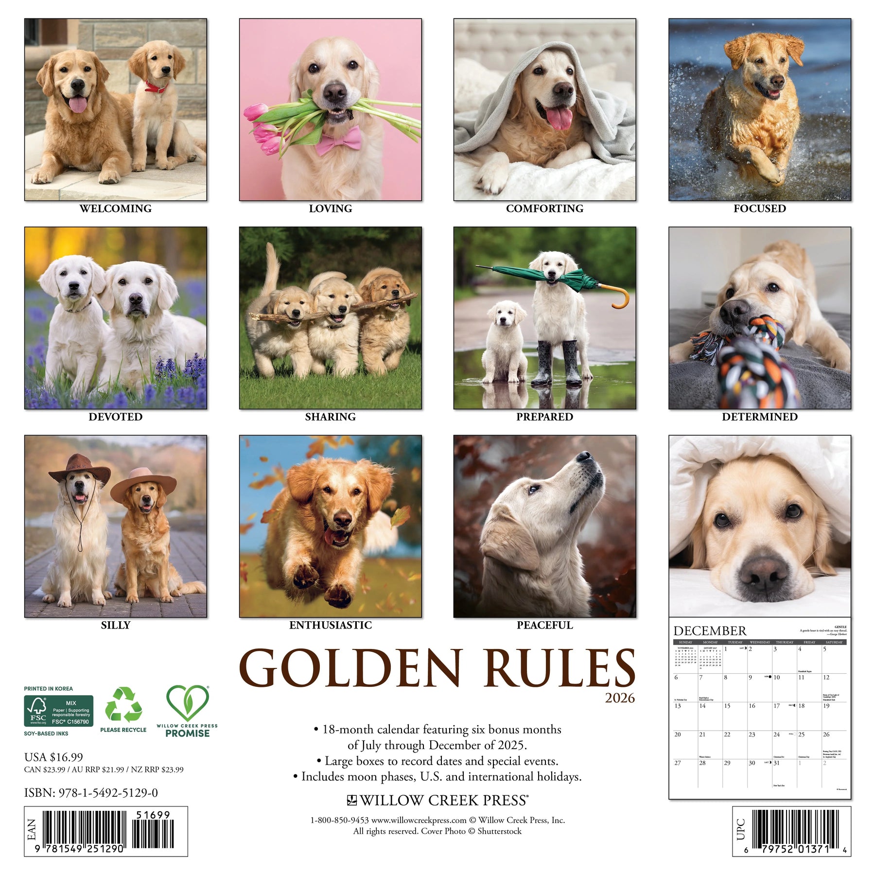 Willow Creek Press - 2026 Golden Rules Calendar
