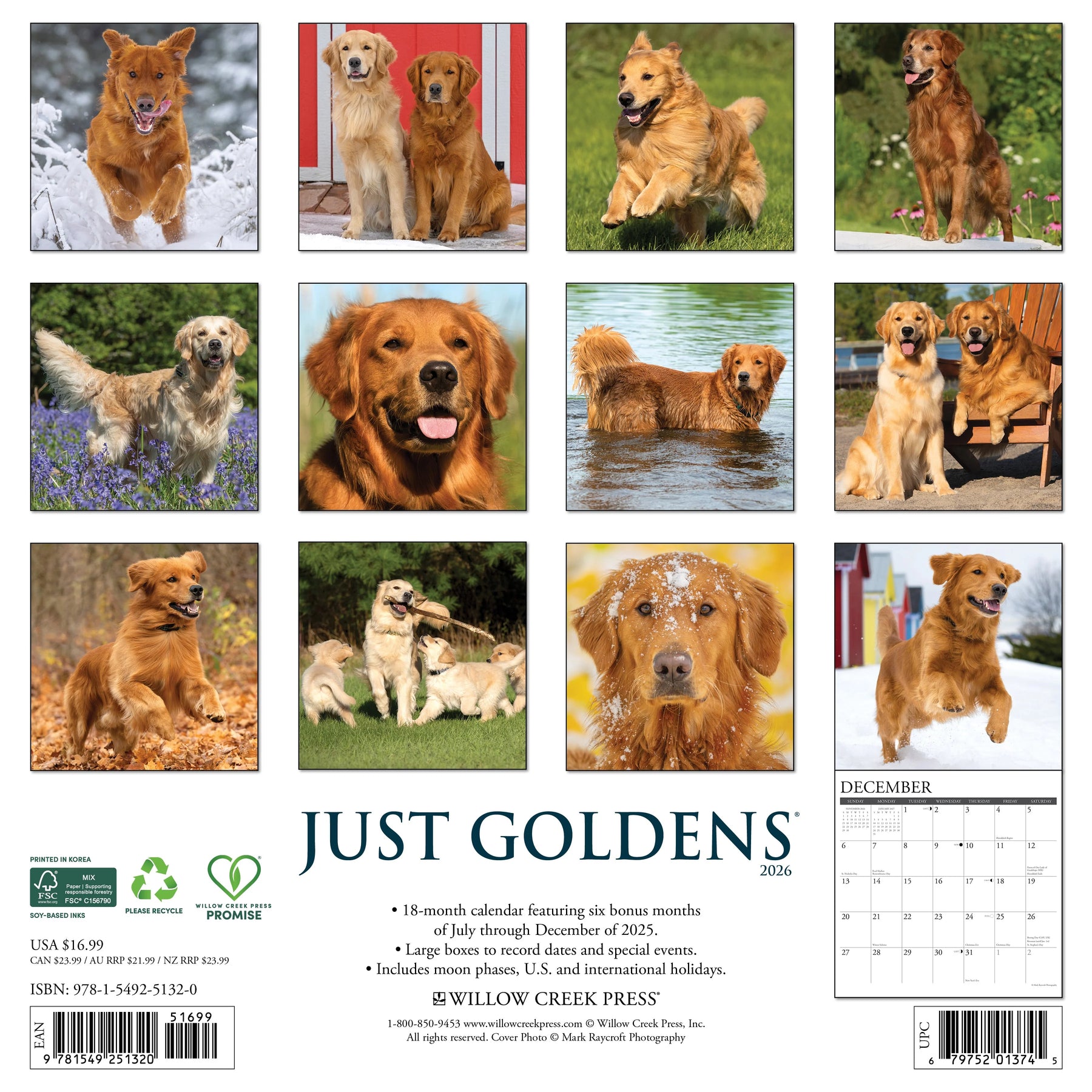 Willow Creek Press - 2026 Goldens Calendar