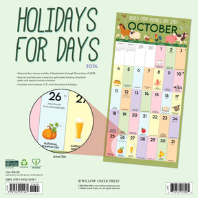 Willow Creek Press - 2026 Holidays For Days Calendar