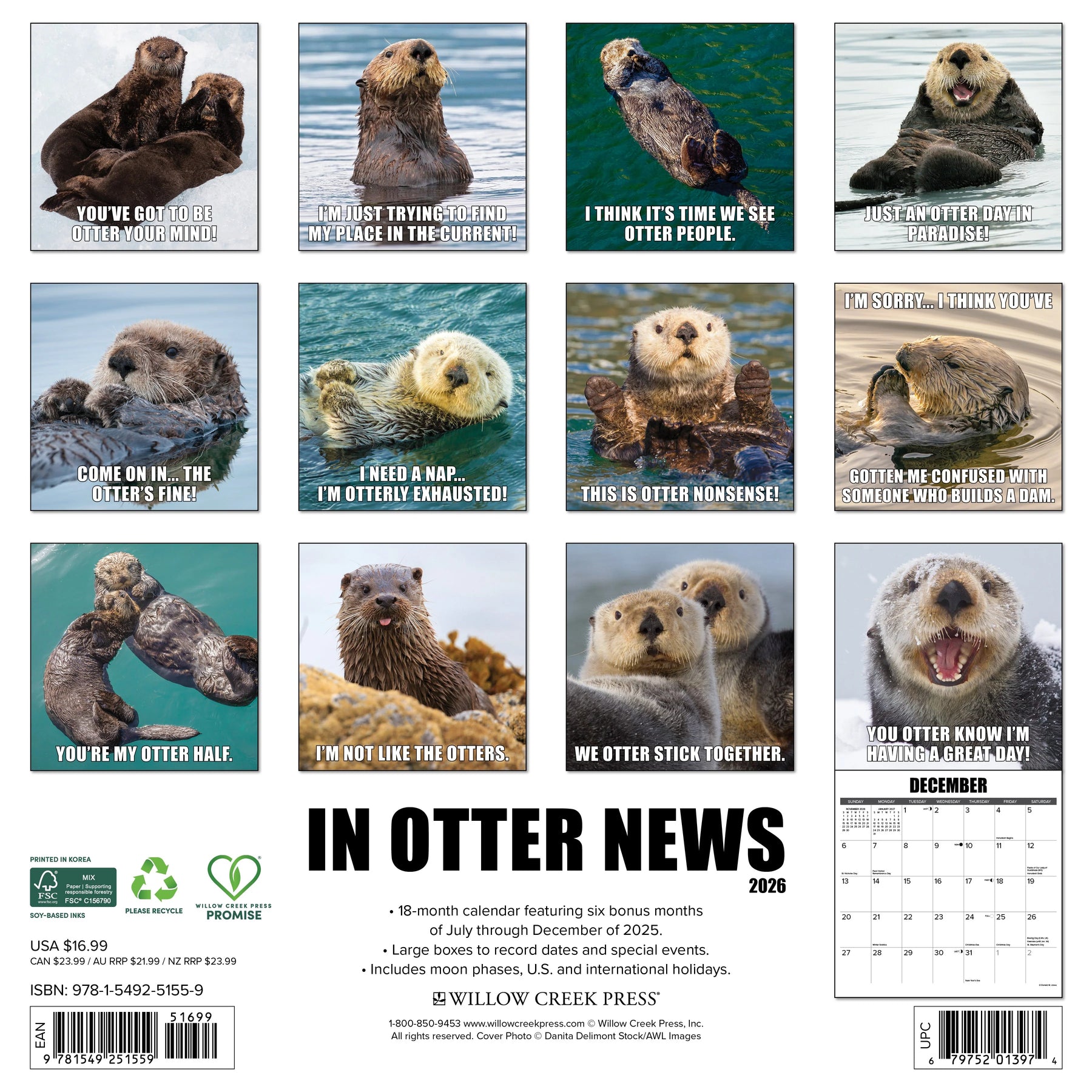 Willow Creek Press - 2026 In Otter News Calendar