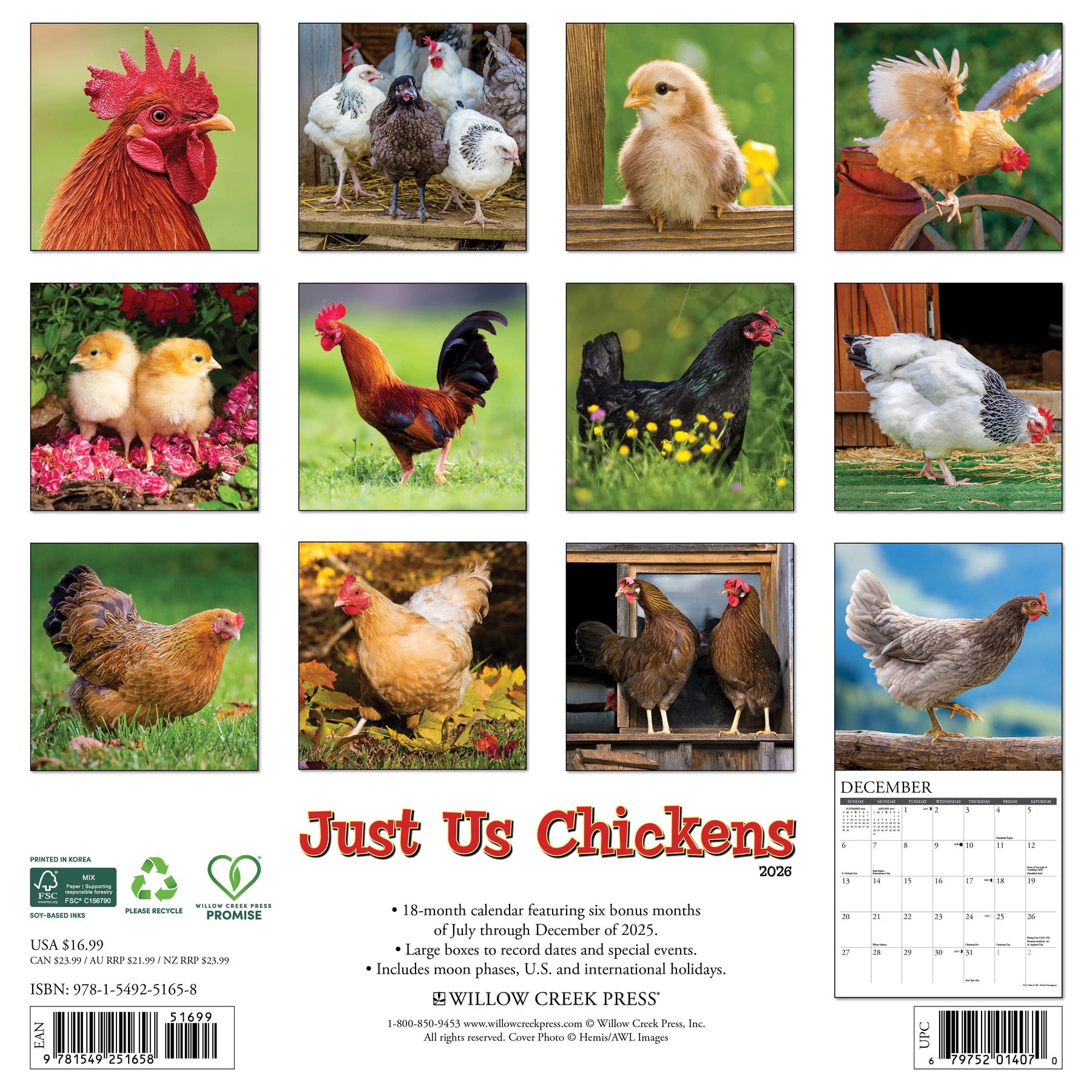 Willow Creek Press - 2026 Just Us Chickens Calendar