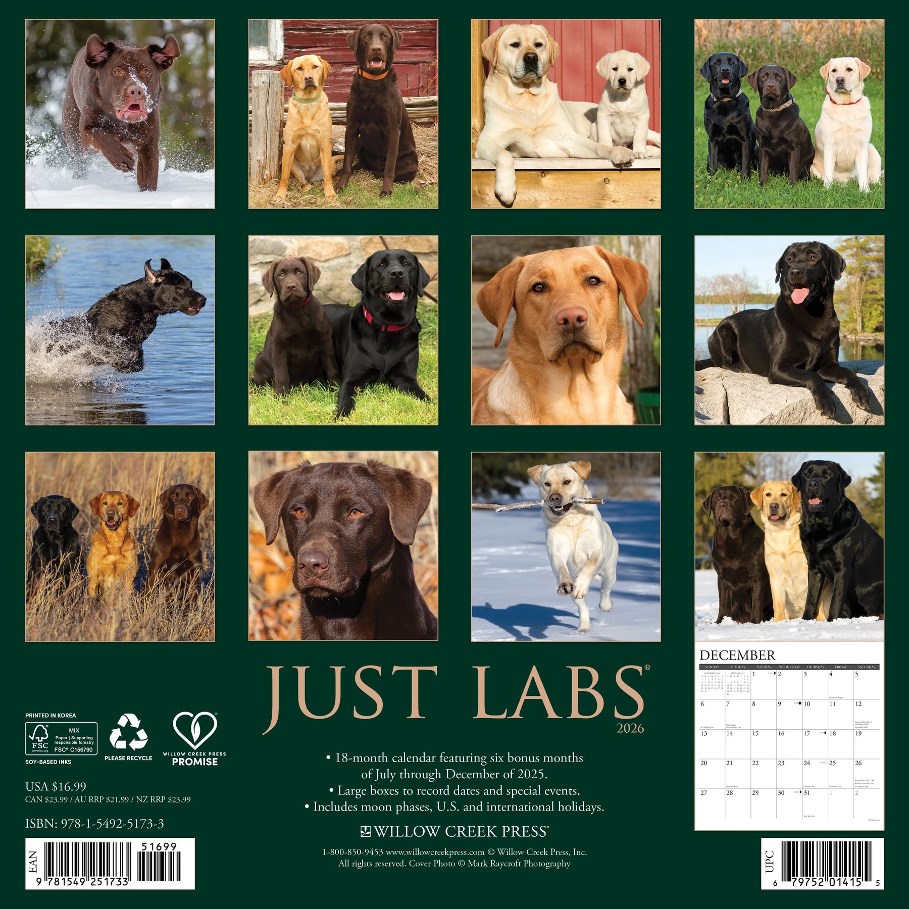 Willow Creek Press - 2026 Labs Calendar