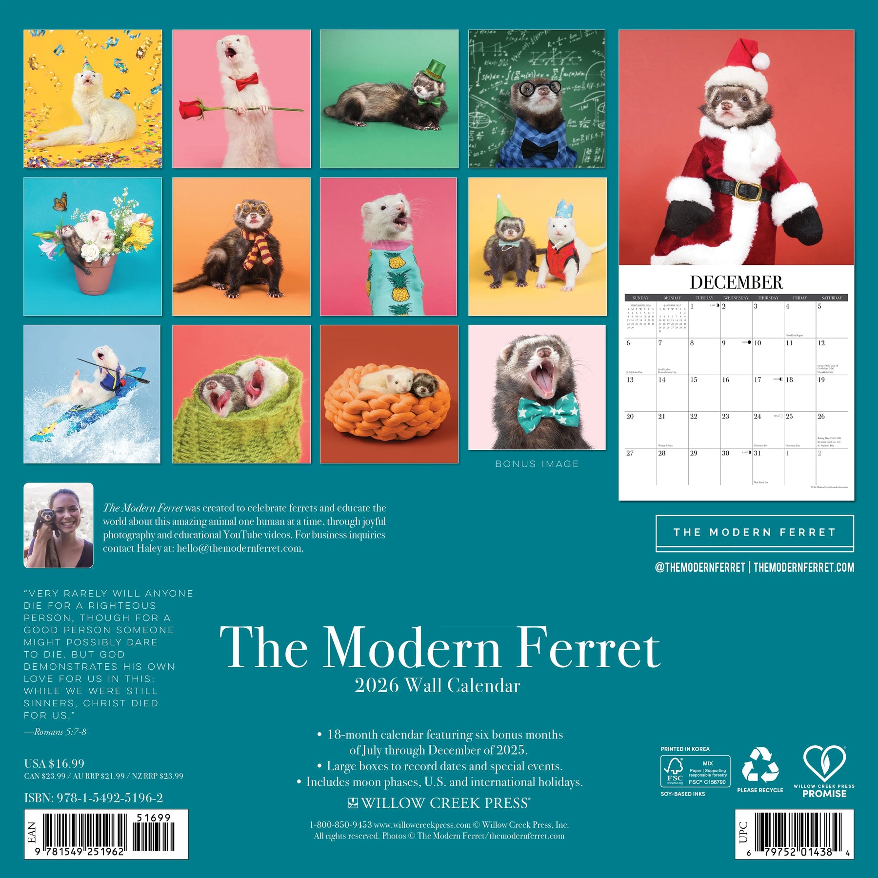 Willow Creek Press - 2026 Modern Ferret Calendar