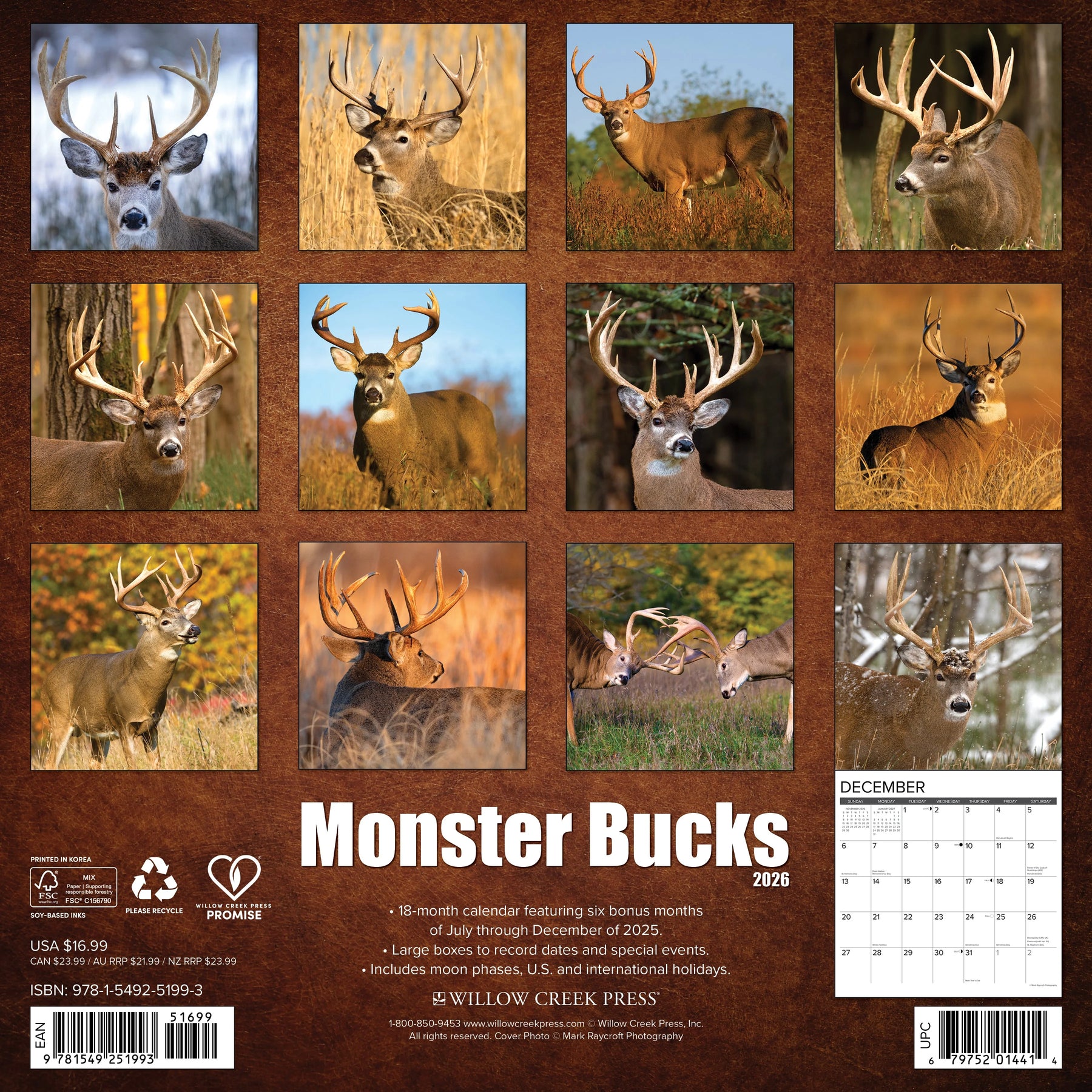 Willow Creek Press - 2026 Monster Bucks Calendar