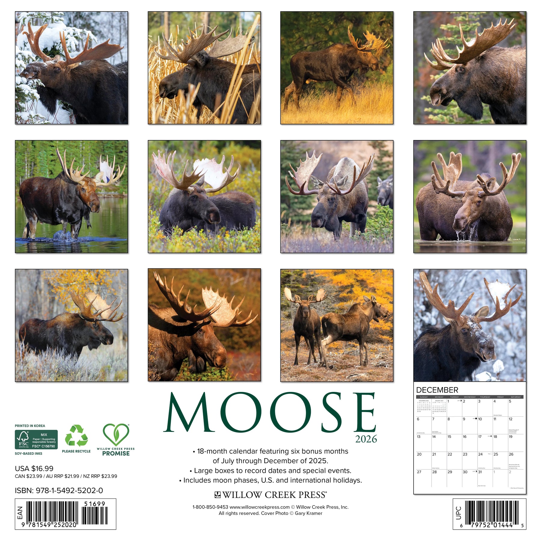 Willow Creek Press - 2026 Moose Calendar