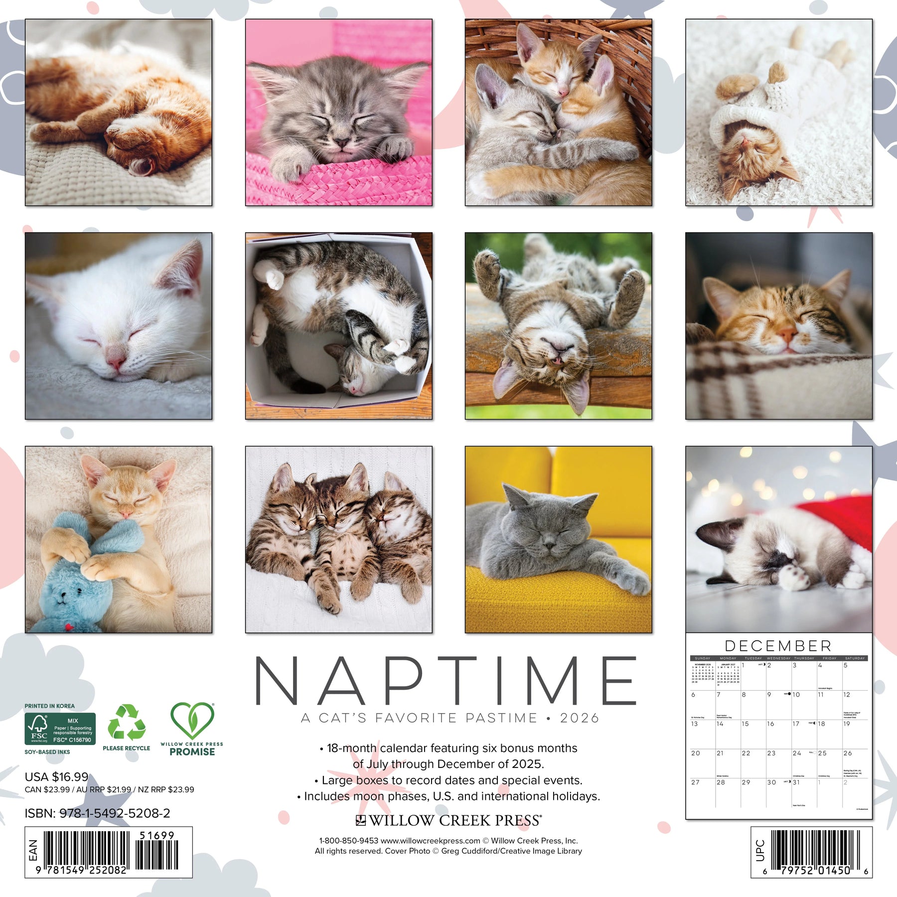 Willow Creek Press - 2026 Naptime:  A Cat's Favorite Pasttime Calendar