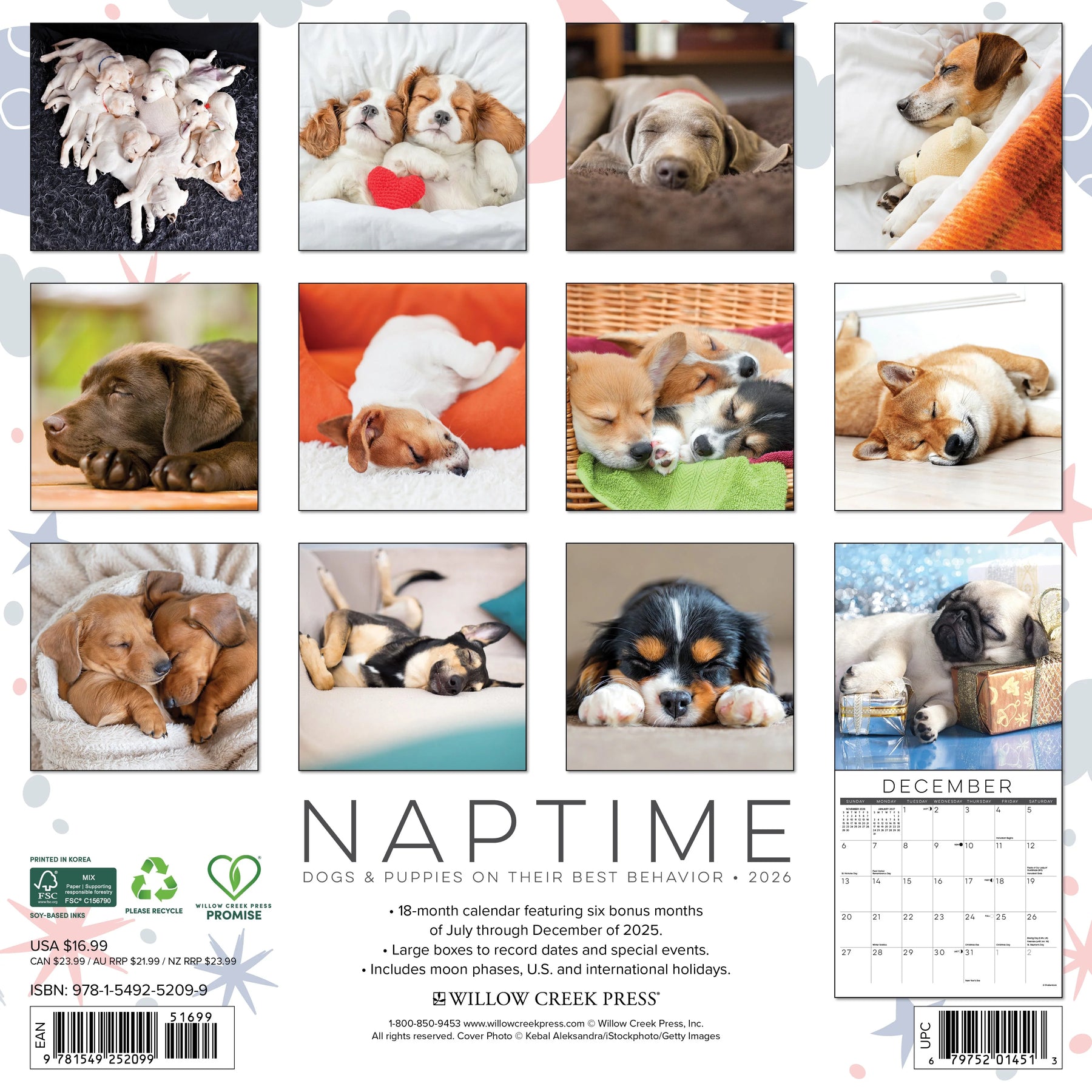 Willow Creek Press - 2026 Naptime:  A Dog's Favorite Pasttime Calendar