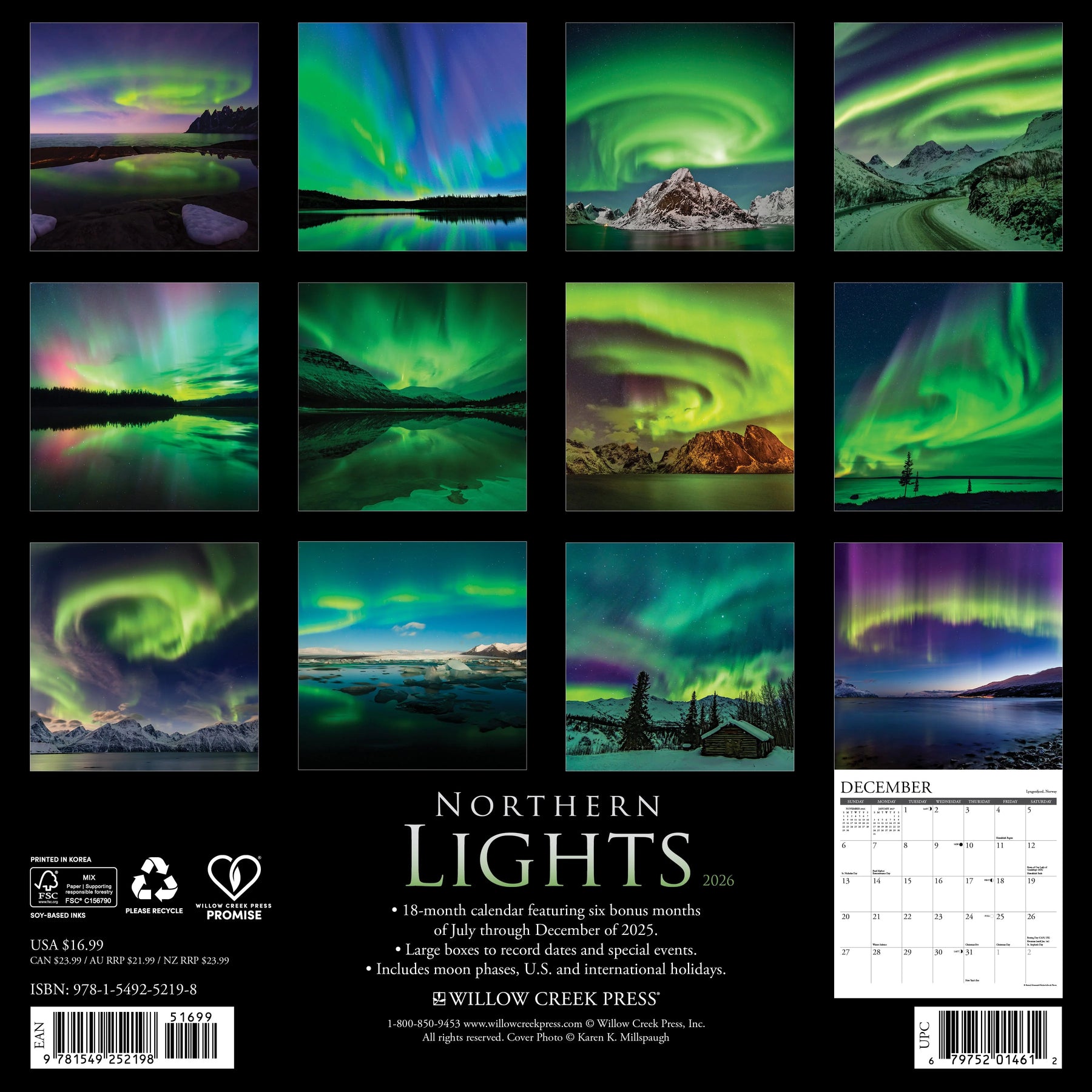 Willow Creek Press - 2026 Northern Lights Calendar