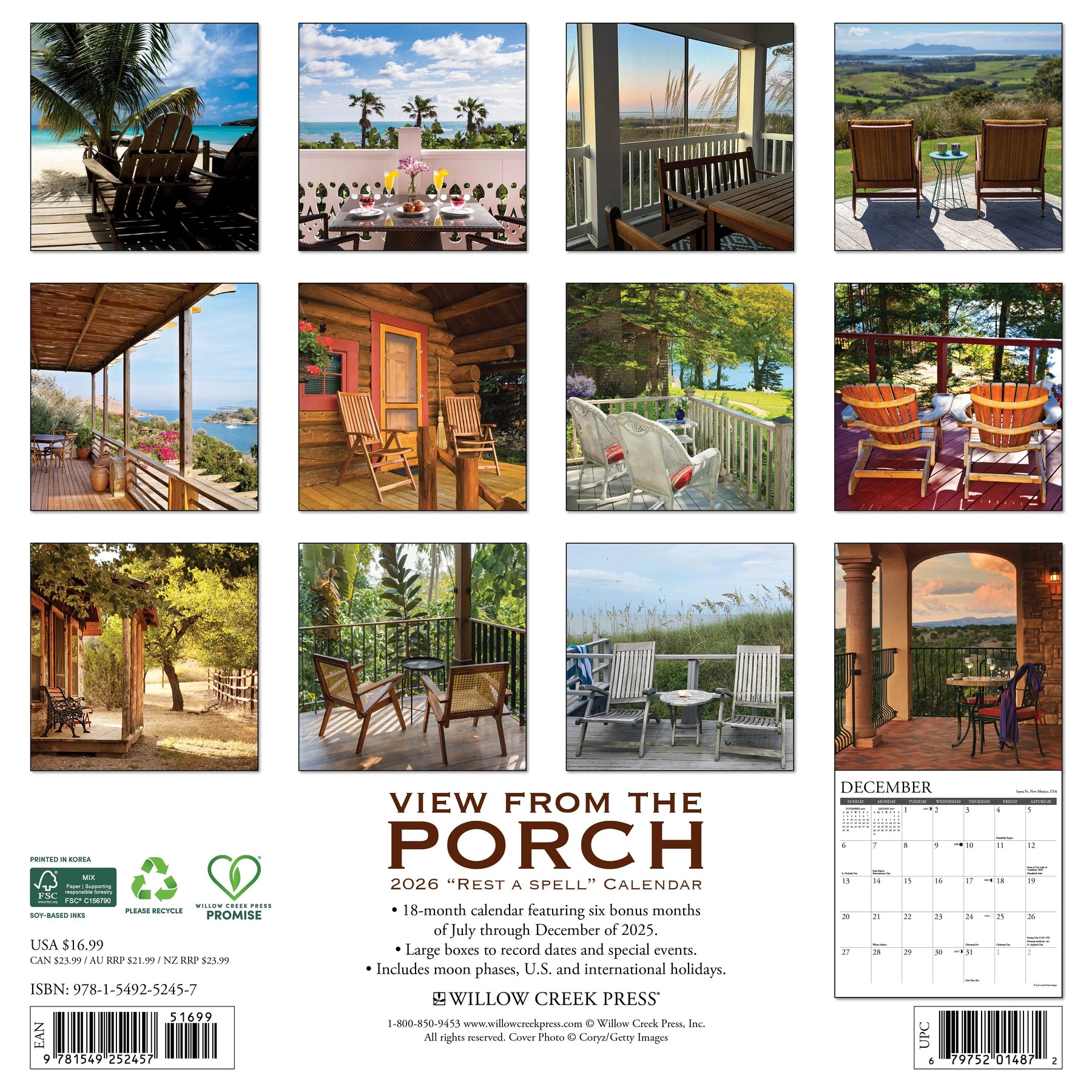 Willow Creek Press - 2026 Porch View Calendar