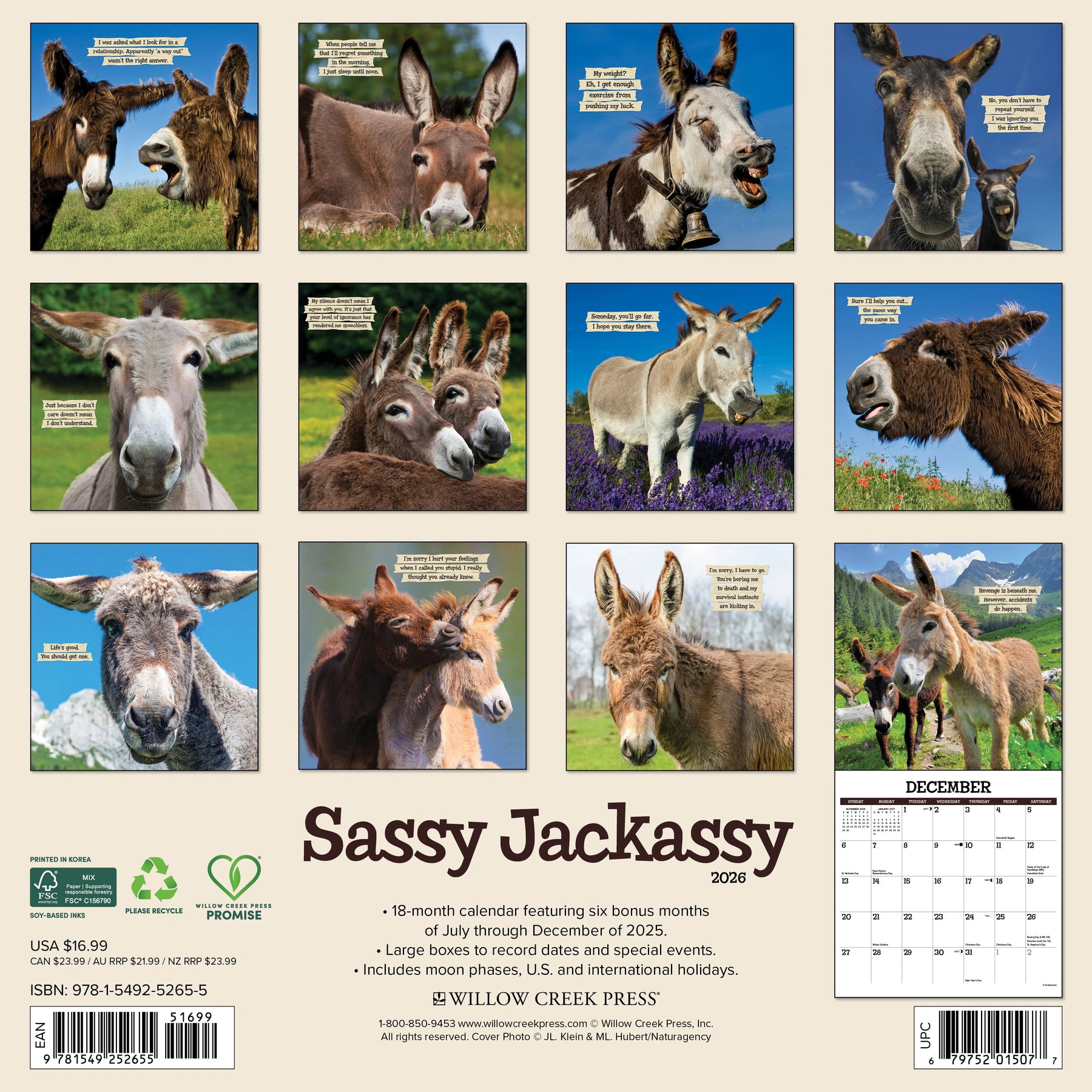 Willow Creek Press - 2026 Sassy Jackassy Calendar