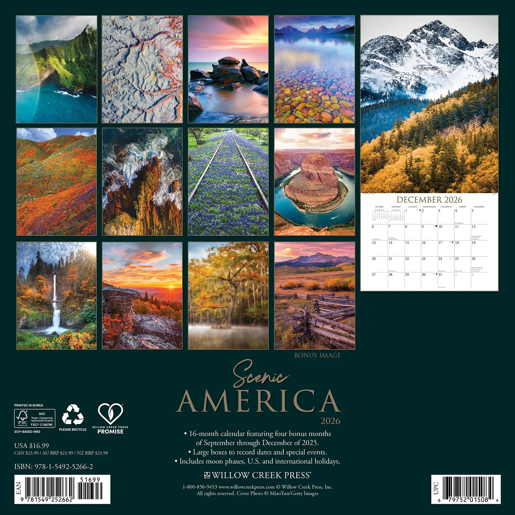 Willow Creek Press - 2026 Scenic America Calendar