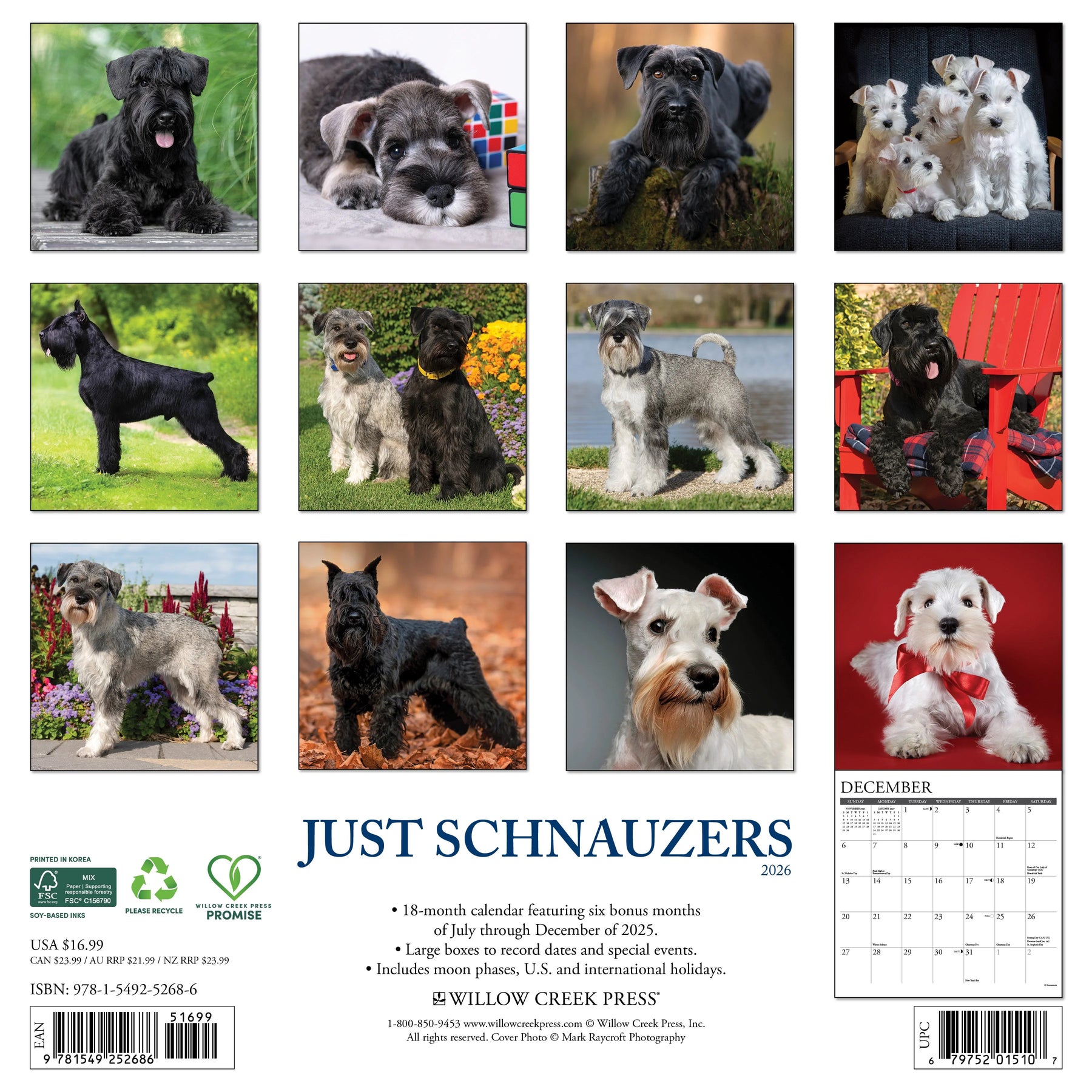 Willow Creek Press - 2026 Schnauzers Calendar