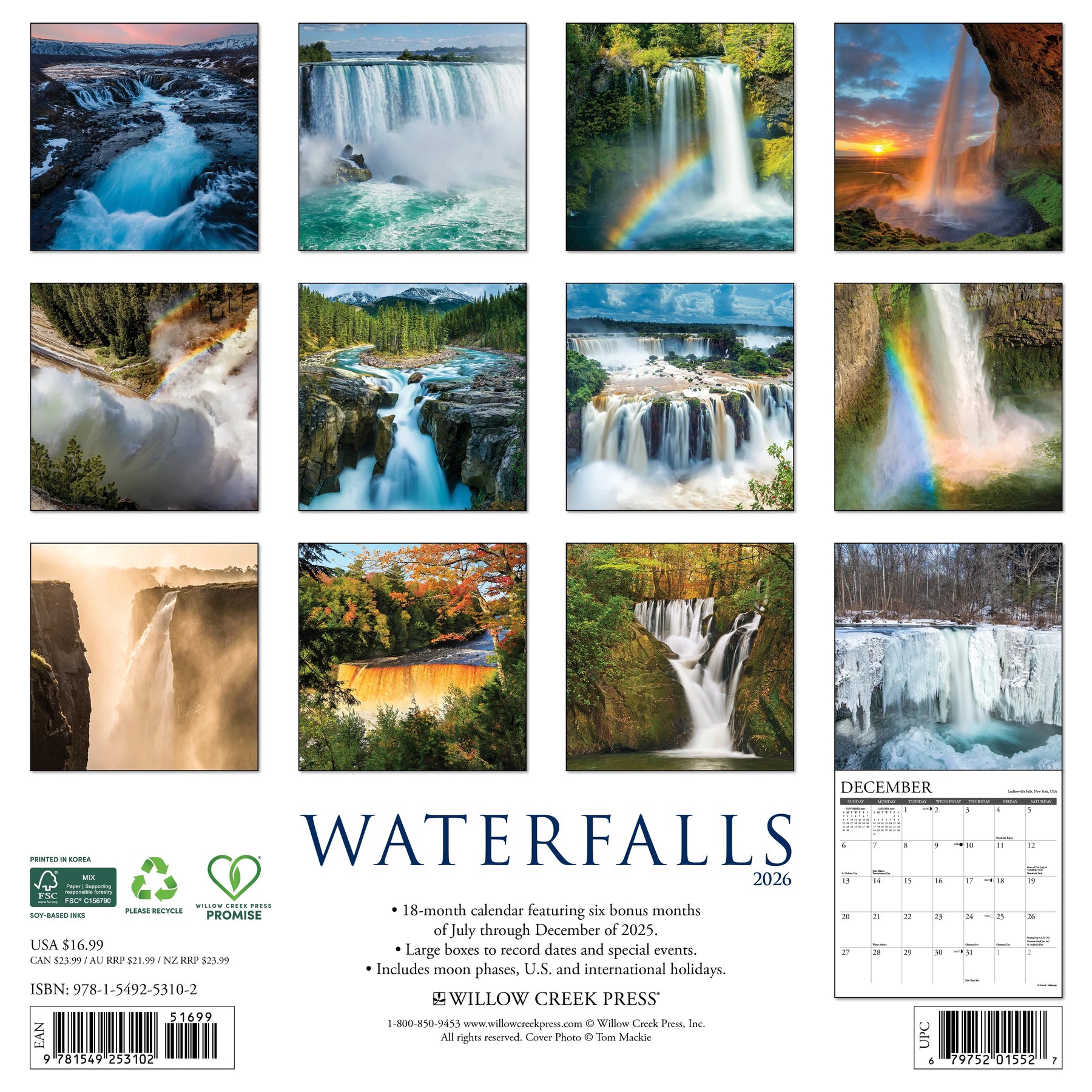 Willow Creek Press - 2026 Waterfalls Calendar