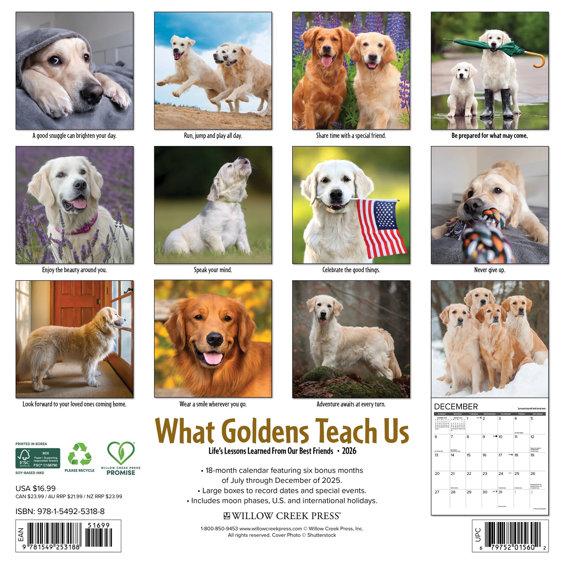 Willow Creek Press - 2026 What Goldens Teach Us Calendar