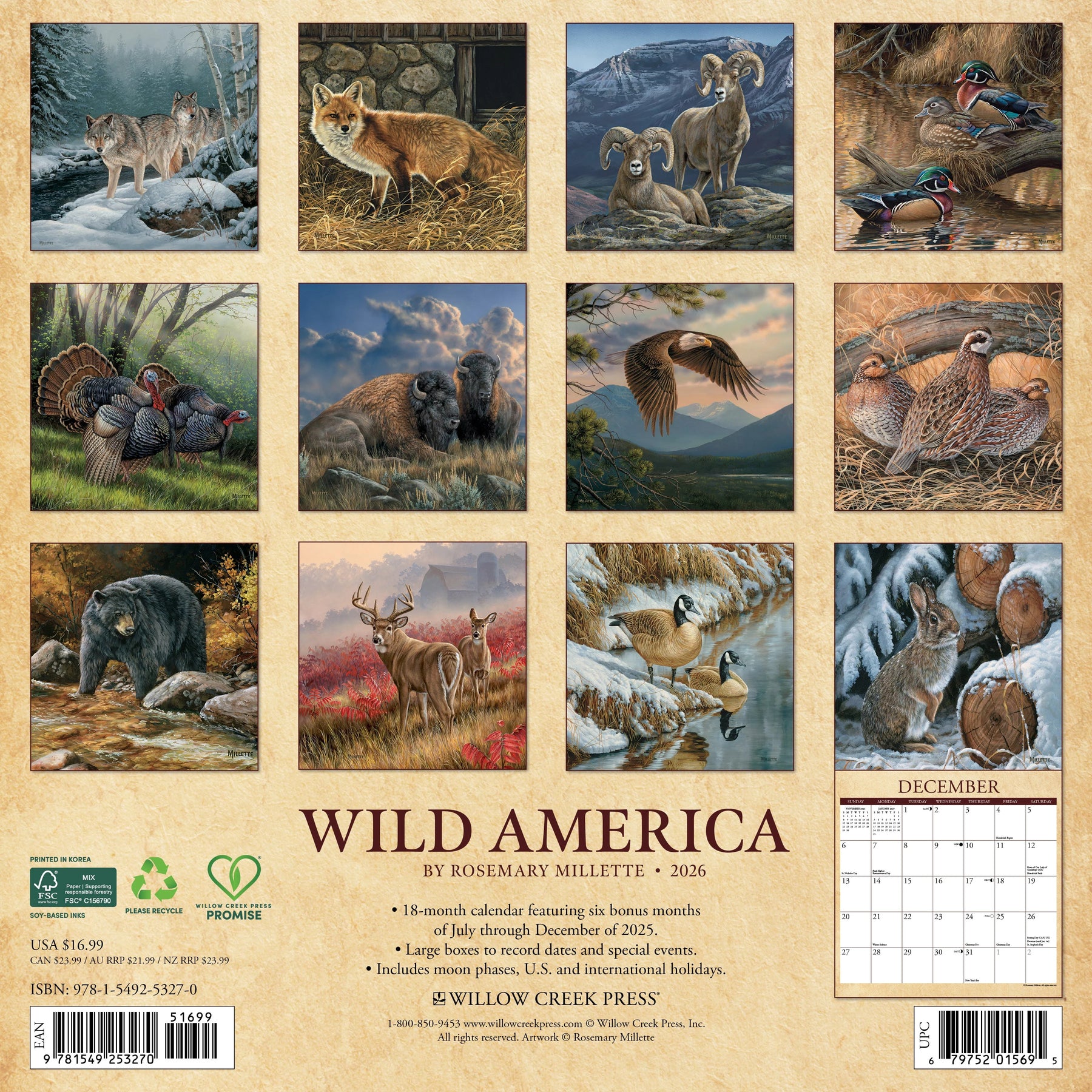 Willow Creek Press - 2026 Wild America Calendar