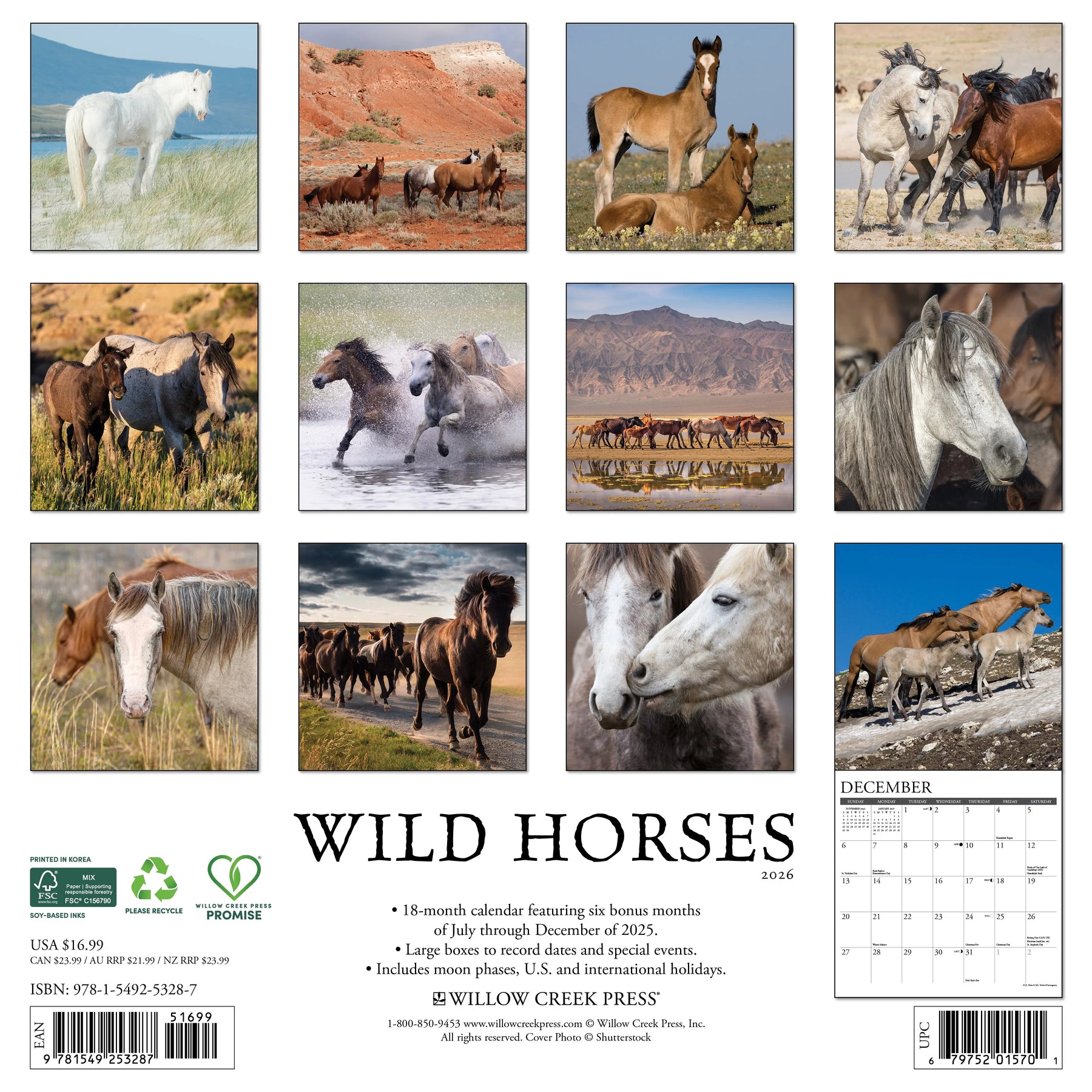 Willow Creek Press - 2026 Wild Horses Calendar