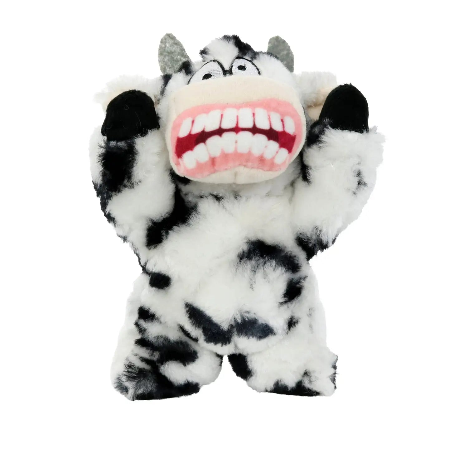 Tuffy Dog Toys - Mighty Jr Angry Animals Cow Plush Squeaky Dog Toy