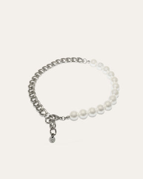 Furry Muse - Lola Necklace Pearl & Silver Chain