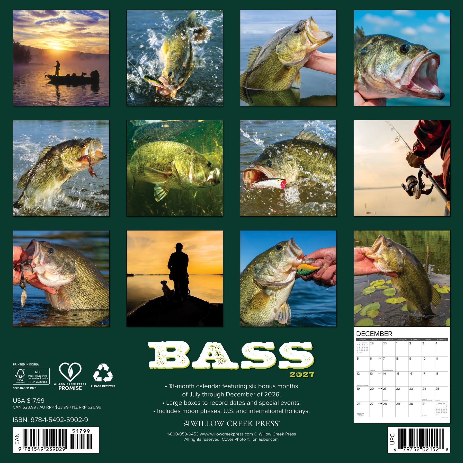 Willow Creek Press - 2027 Bass Calendar