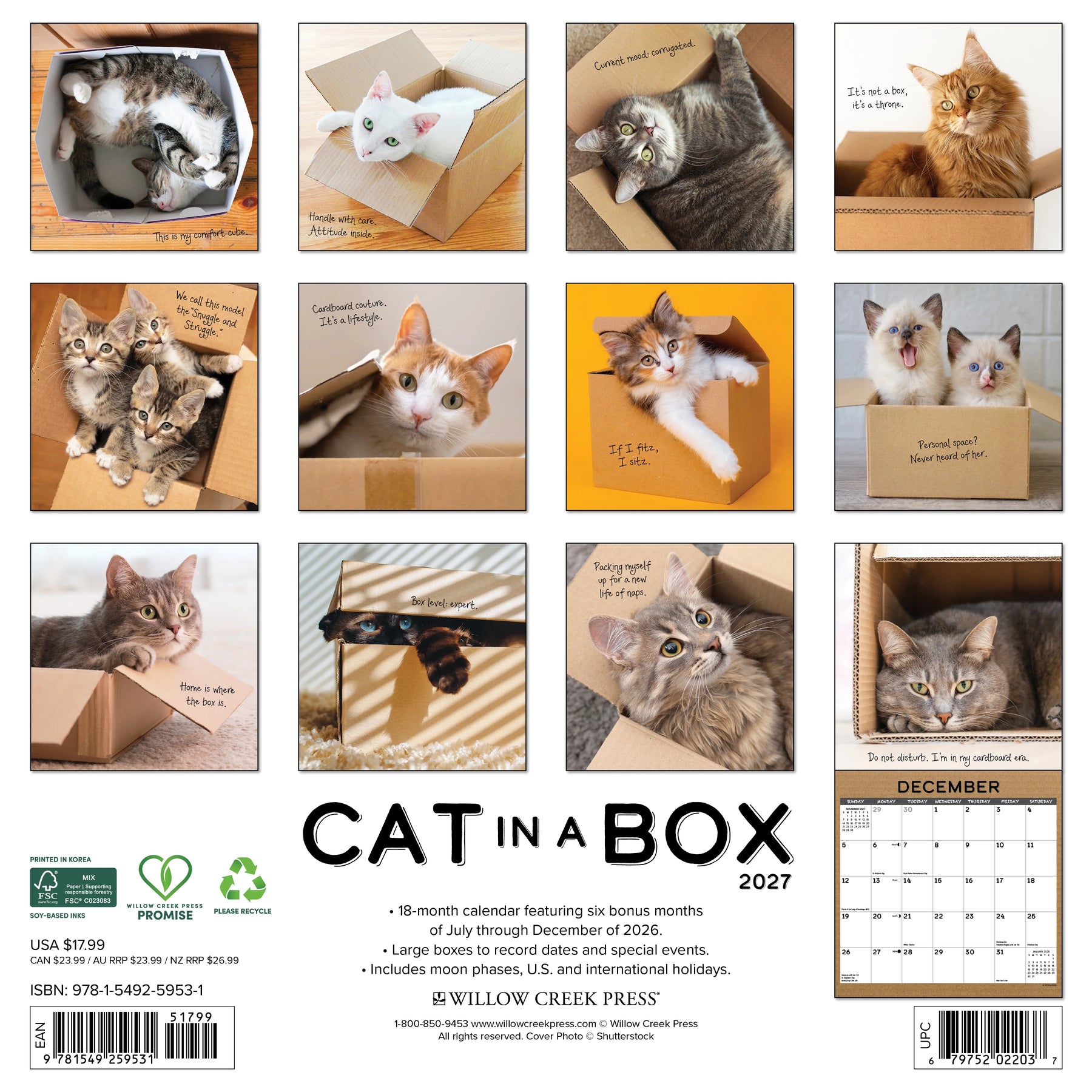 Willow Creek Press - 2027 Cat In A Box Calendar