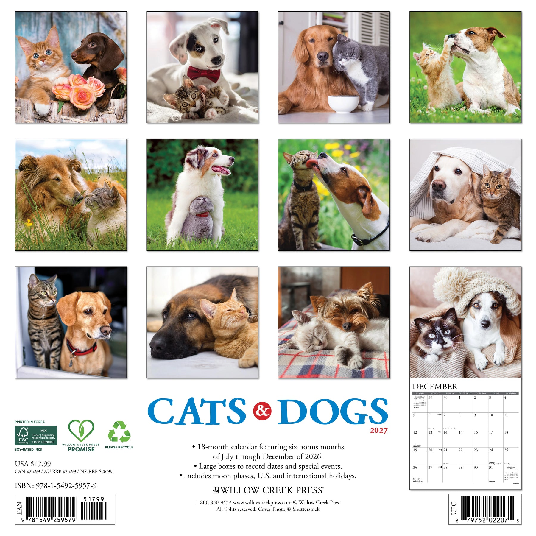 Willow Creek Press - 2027 Cats & Dogs Calendar