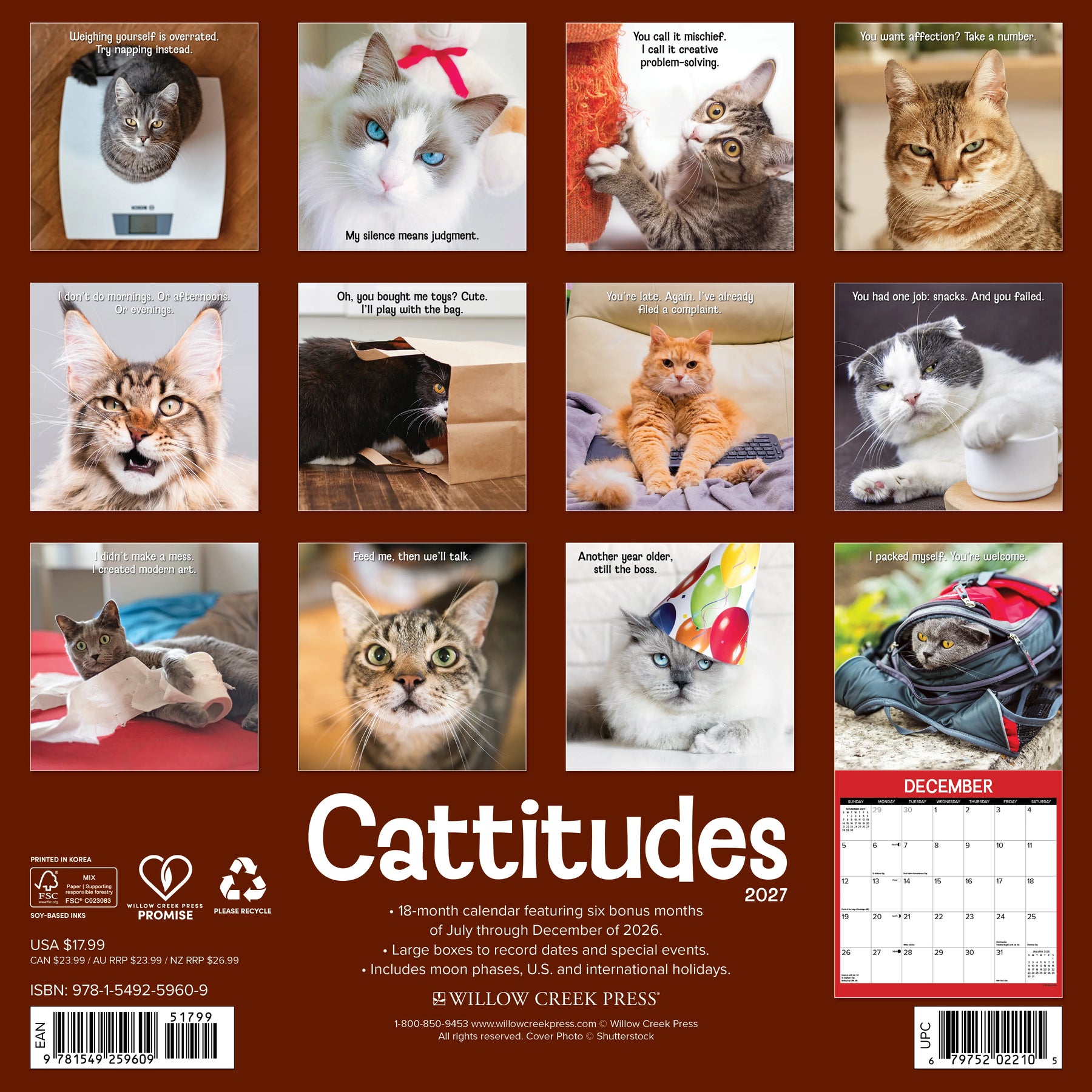 Willow Creek Press - 2027 Cattitudes Calendar