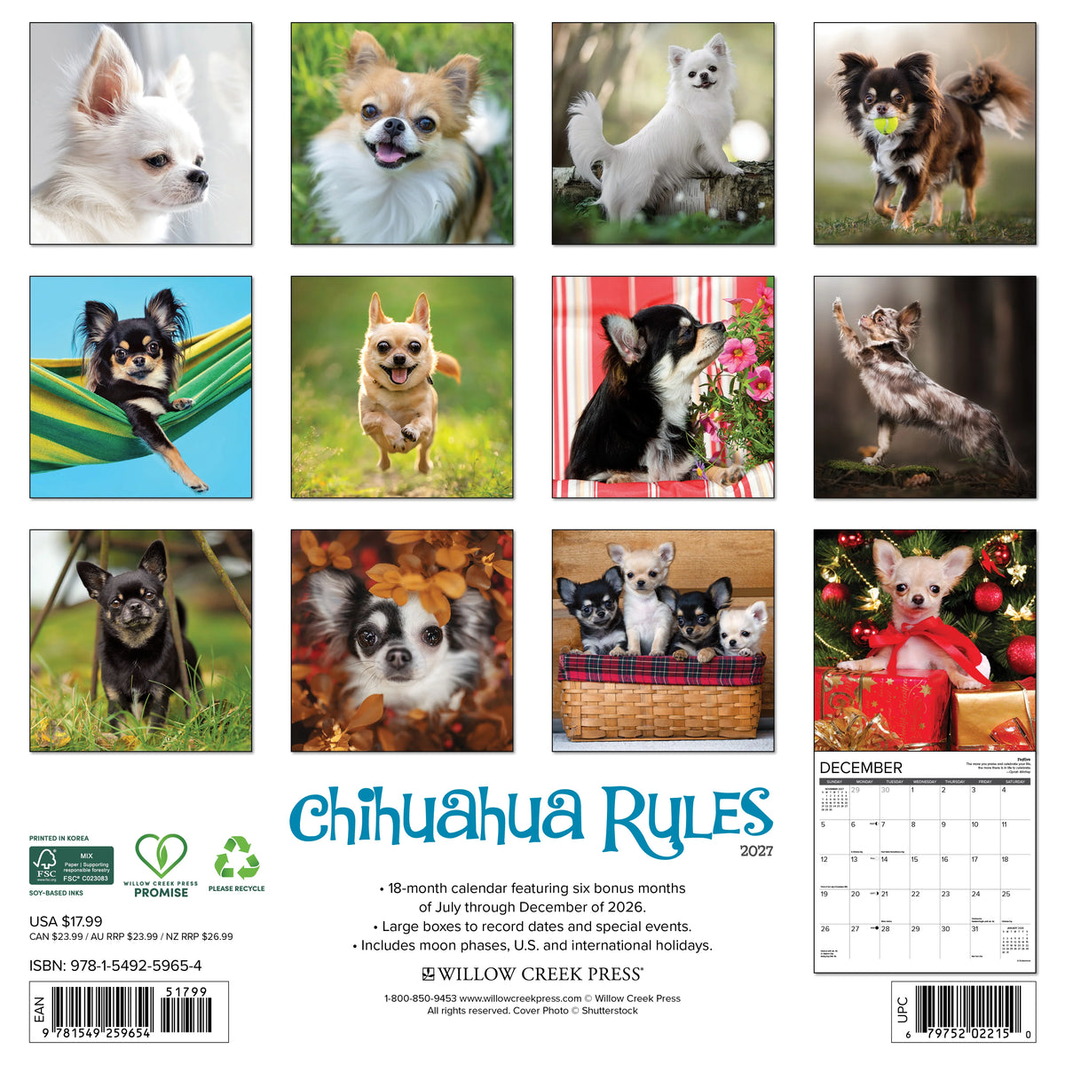 Willow Creek Press - 2027 Chihuahua Rules Calendar
