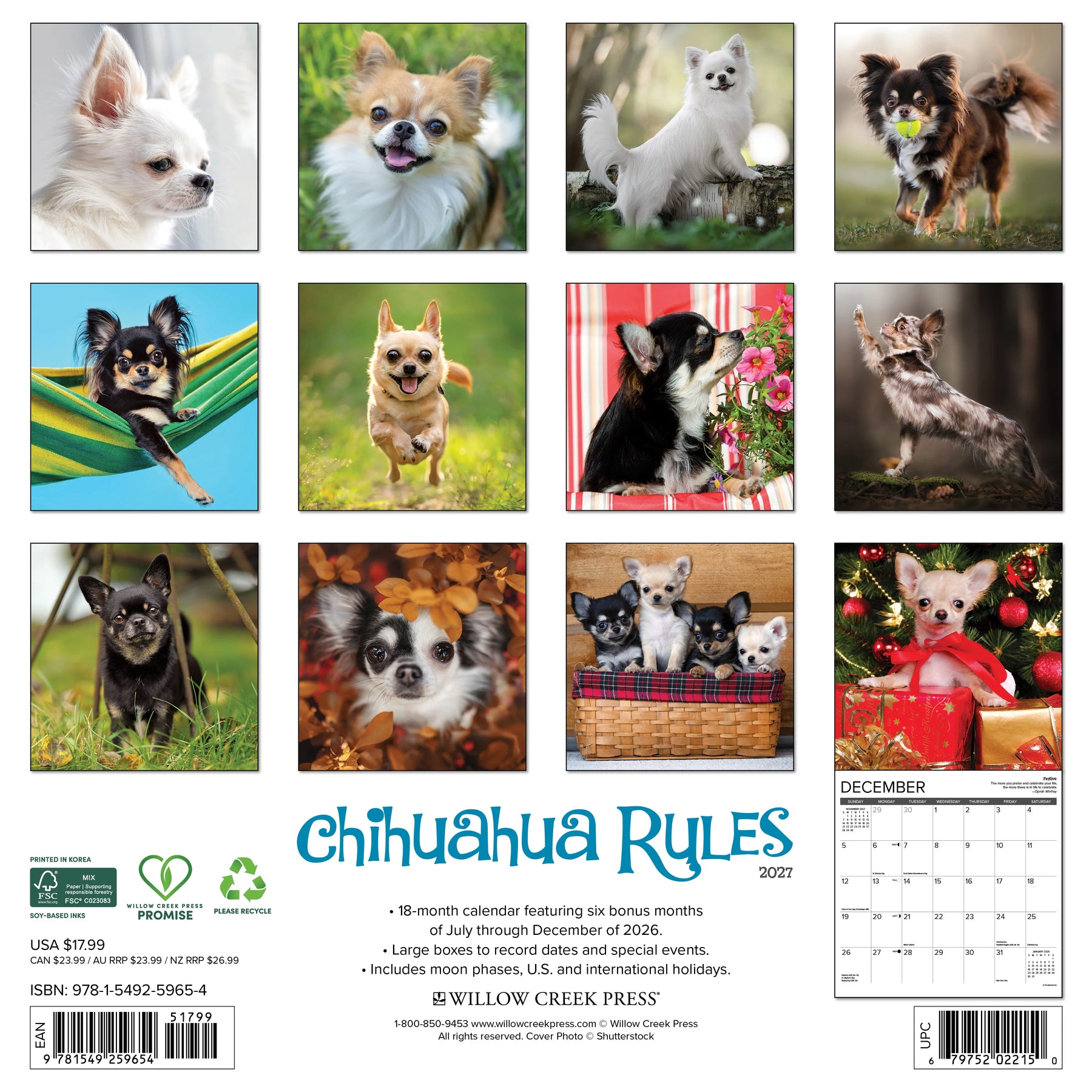 Willow Creek Press - 2027 Chihuahua Rules Calendar