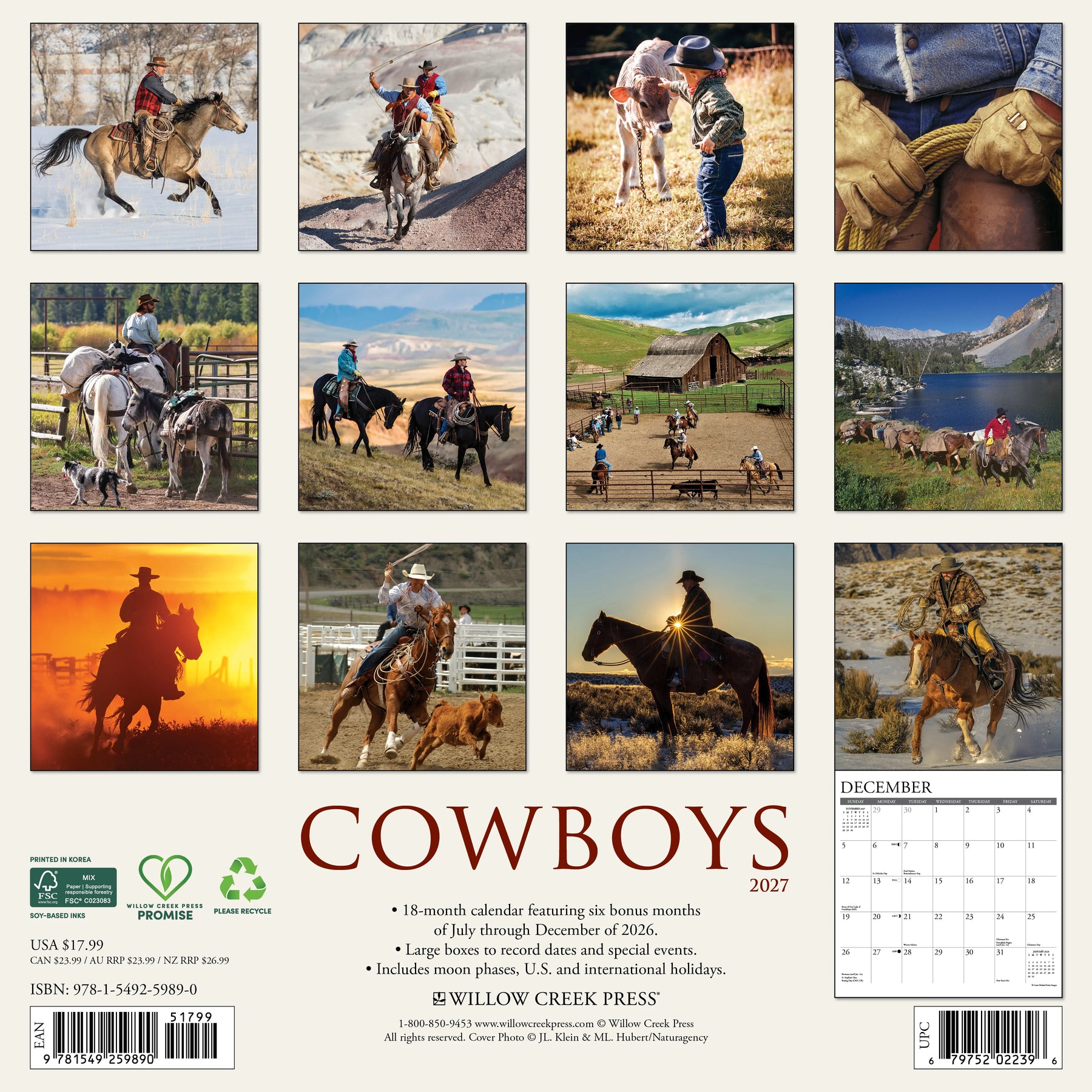 Willow Creek Press - 2027 Cowboys Calendar