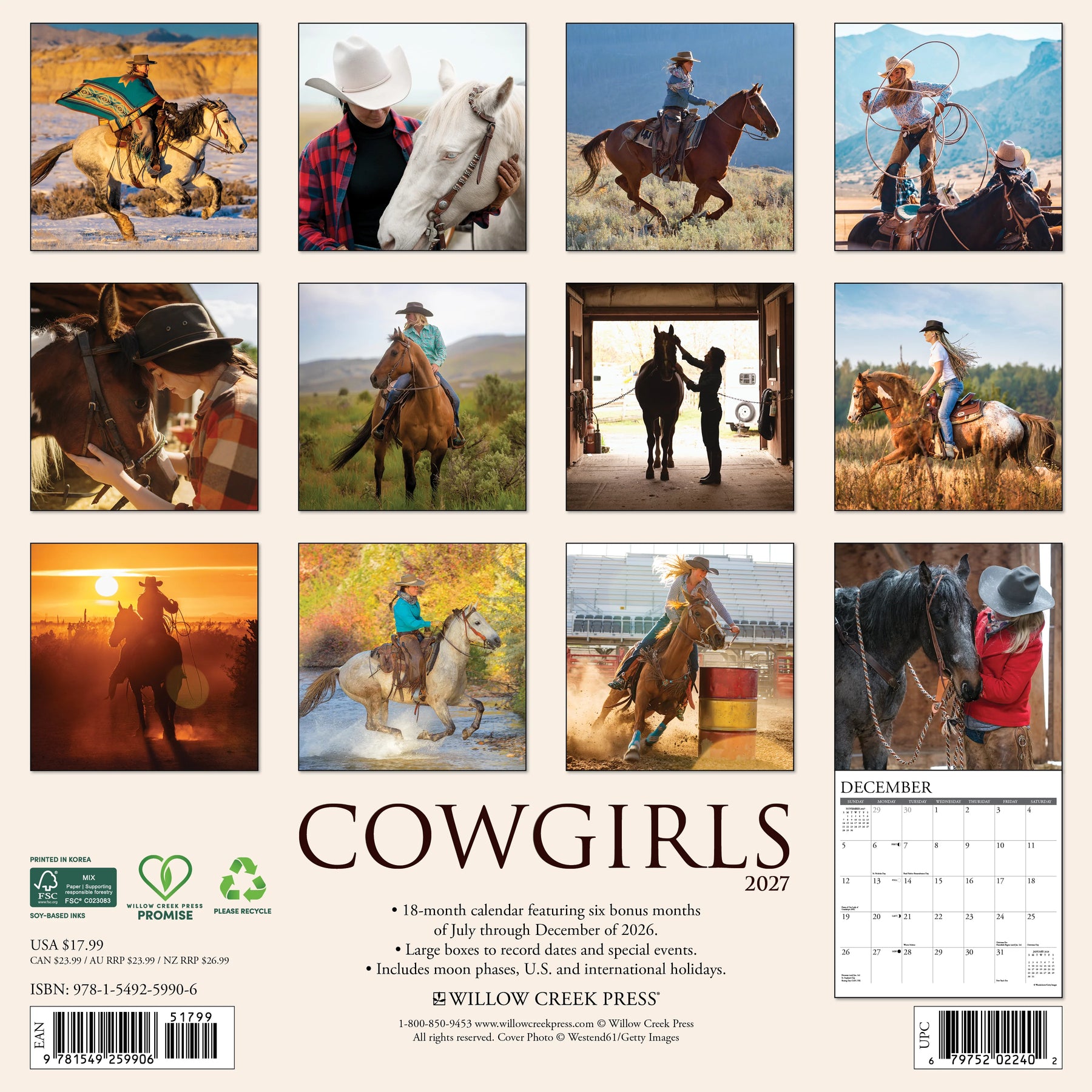Willow Creek Press - 2027 Cowgirls Calendar