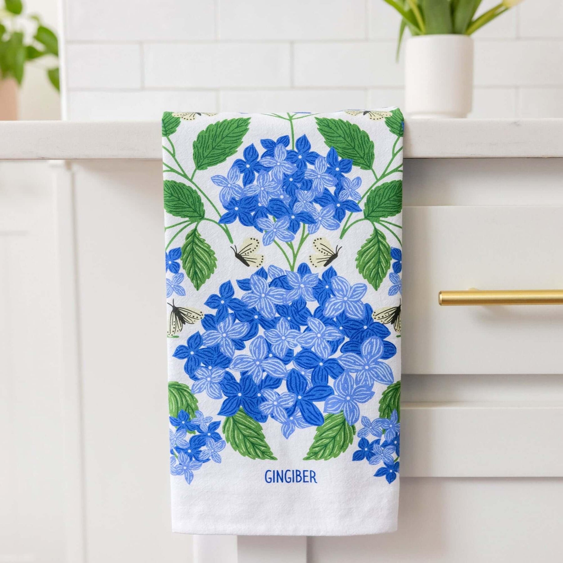 Gingiber - Tea Towel Blue Hydrangeas
