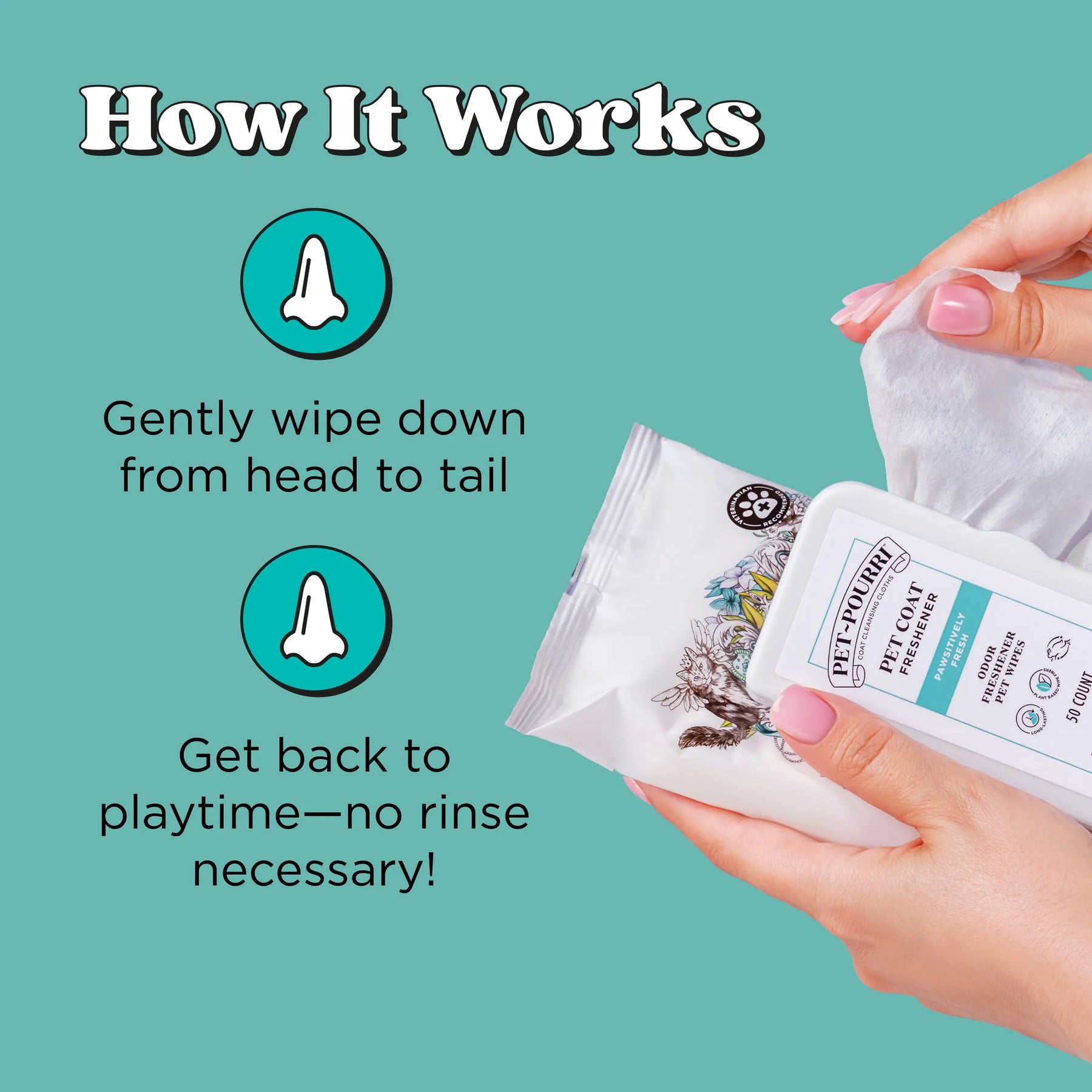 Pet-Pourri Pet Coat Wipes Pawsitively Fresh Scent
