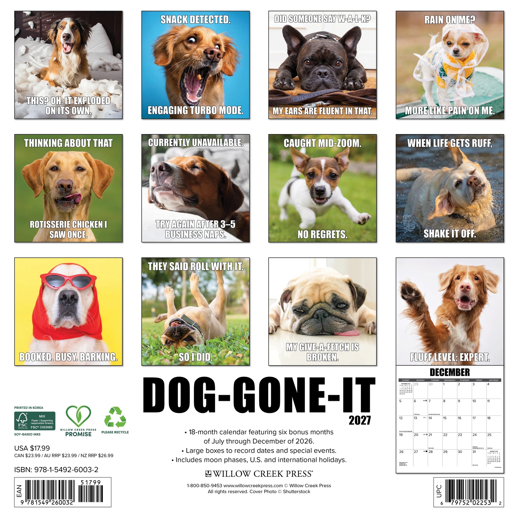 Willow Creek Press - 2027 Dog-Gone-It Calendar