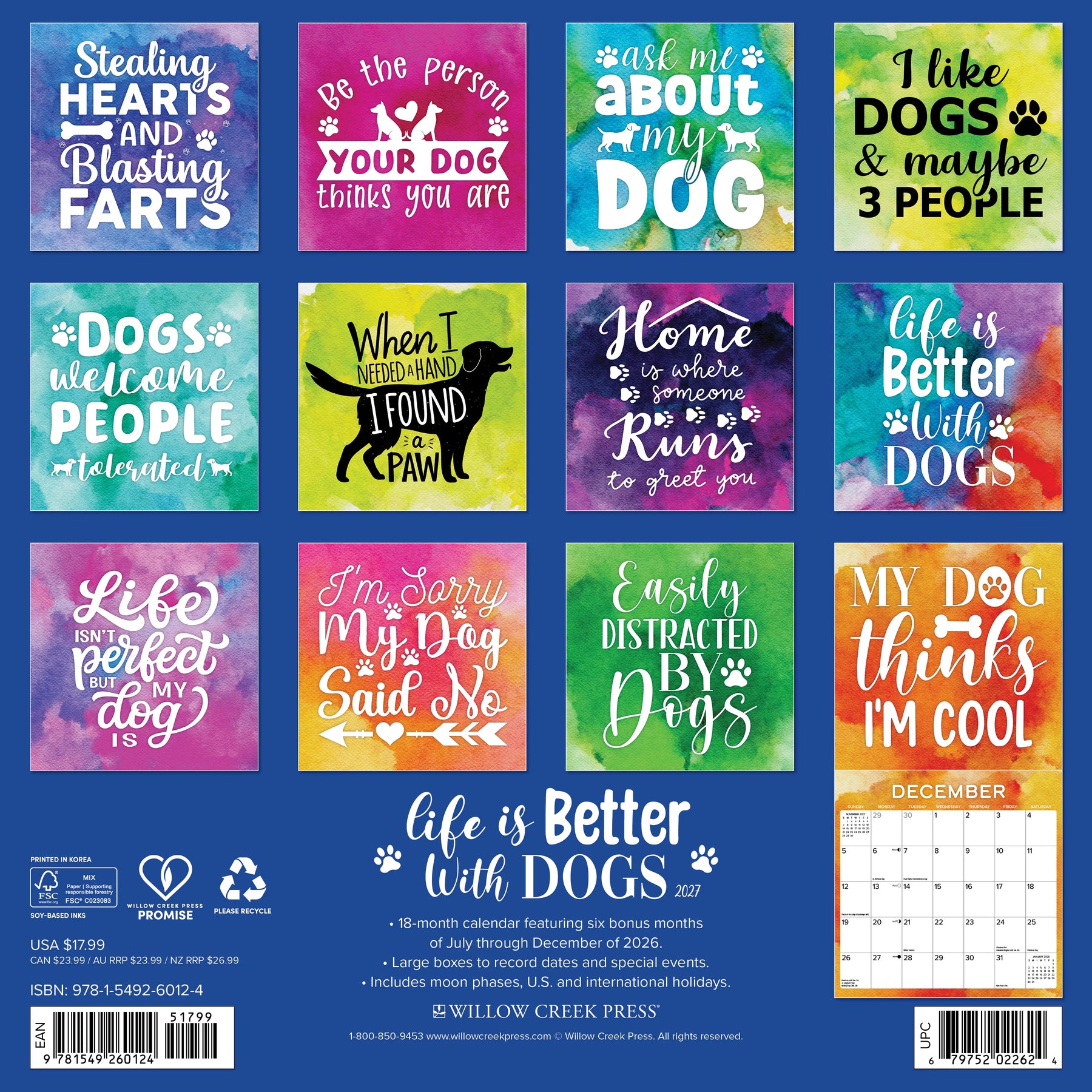 Willow Creek Press - 2027 Life Is Better With Dogs Calendar